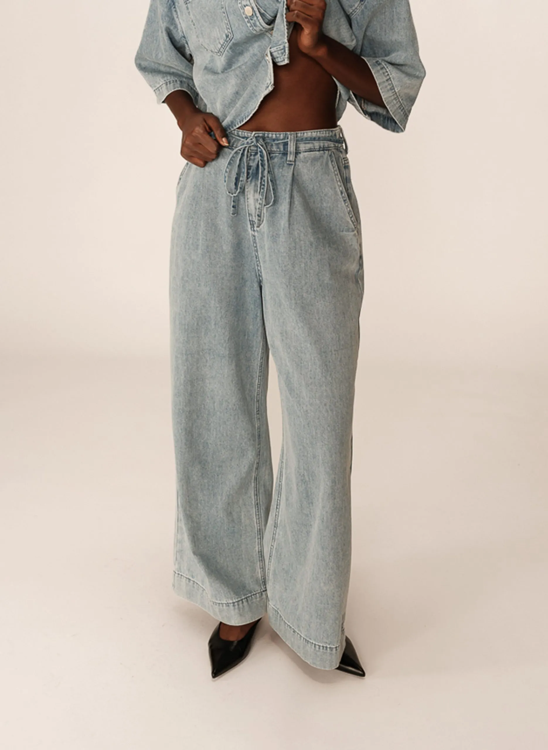 Baggy-Jeans aus Baumwoll-Mix Blau POMPON