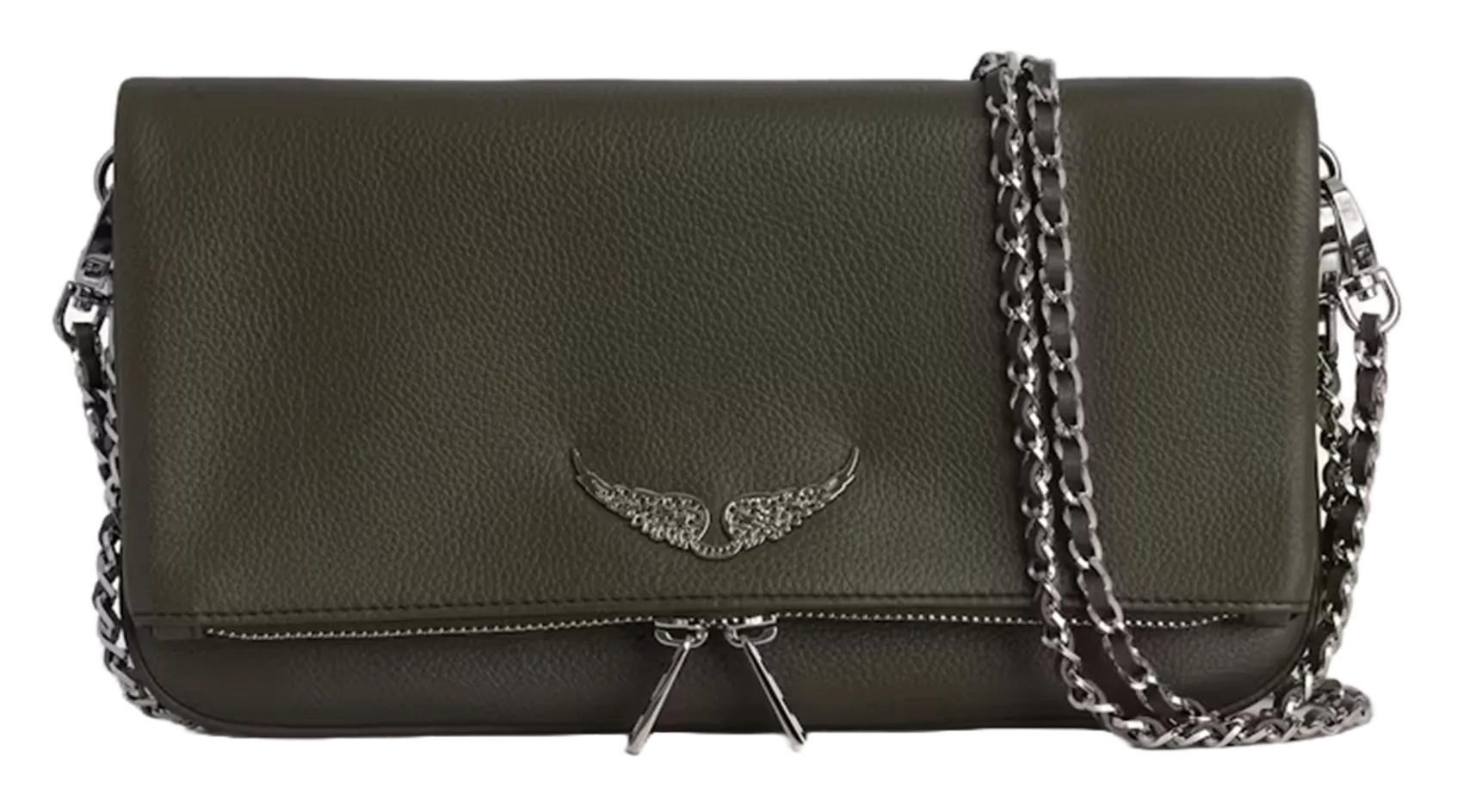 Leder-Clutch mit Metallketten Grun ROCK