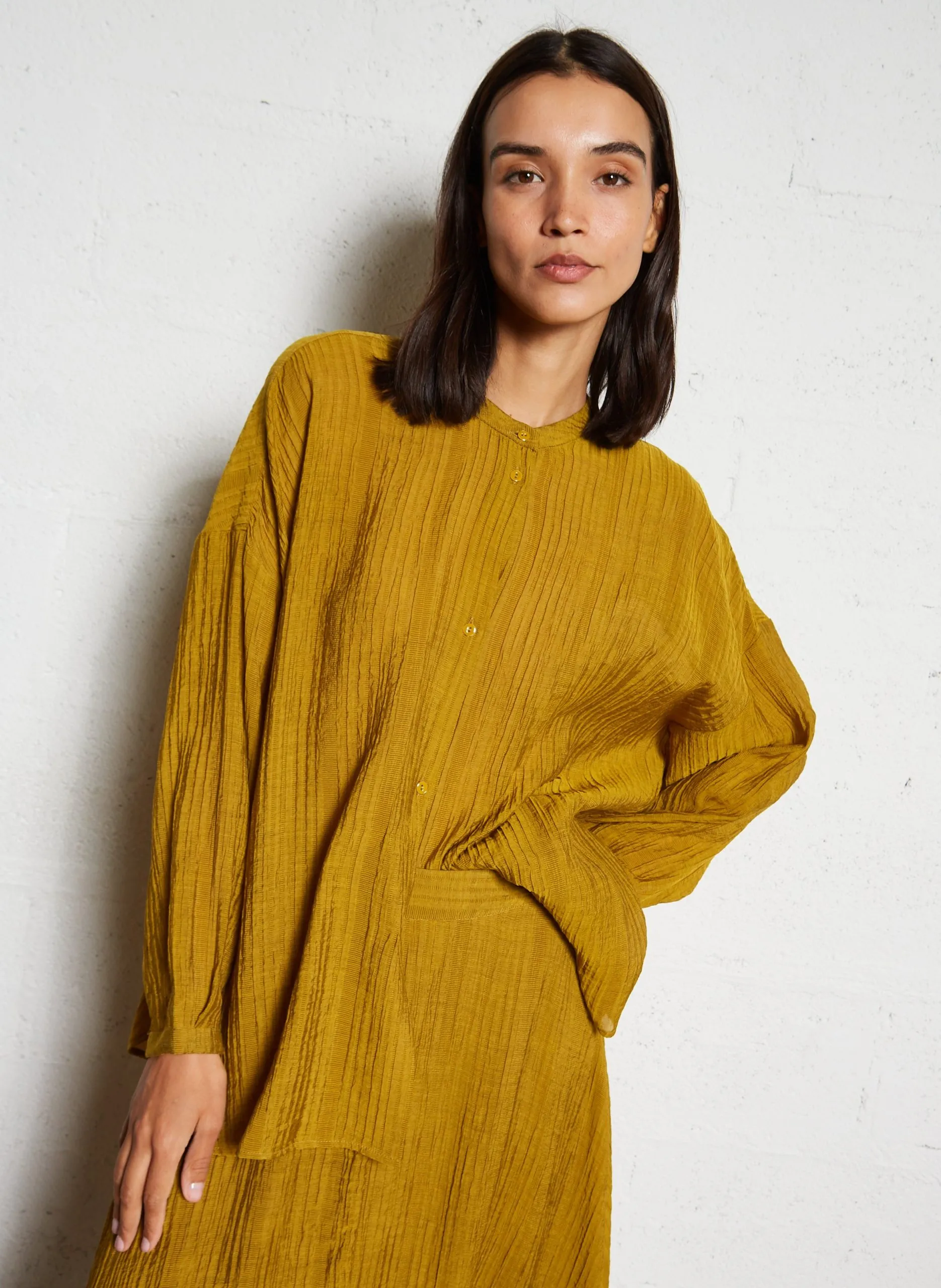 Oversize-Waffelhemd Braun MAURITIELLA