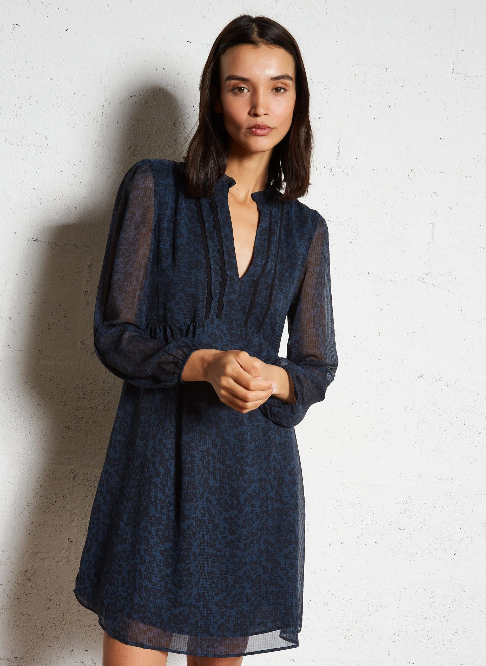 Bedrucktes Kleid Blau LYNE