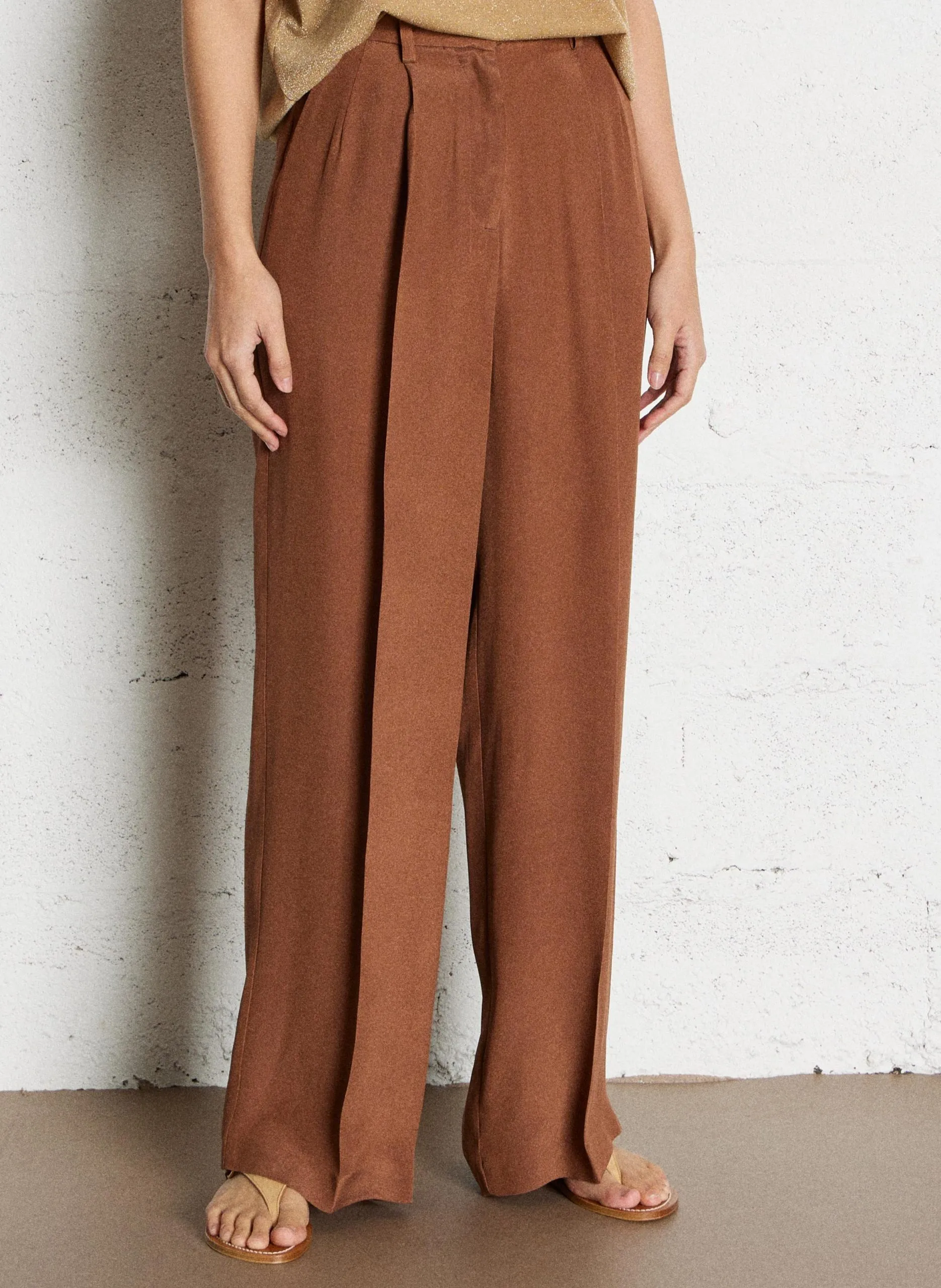 Weite Plisseehose Orange KYOTO