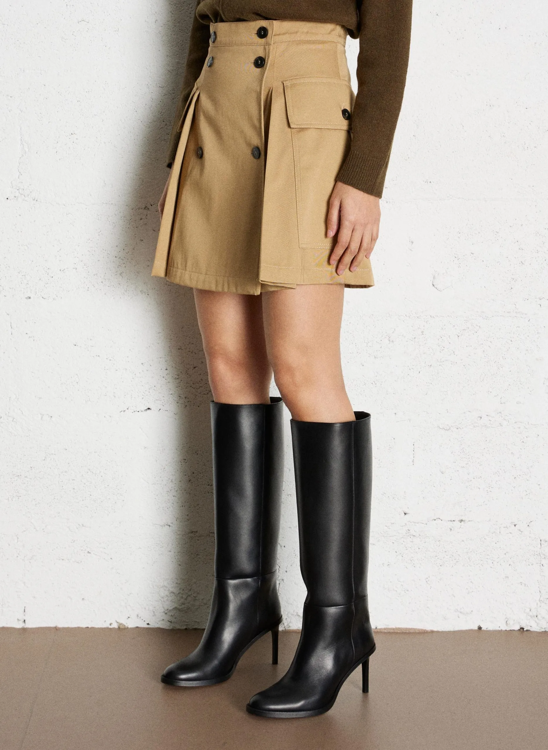 Kurzer Baumwollrock Beige ZEBIO