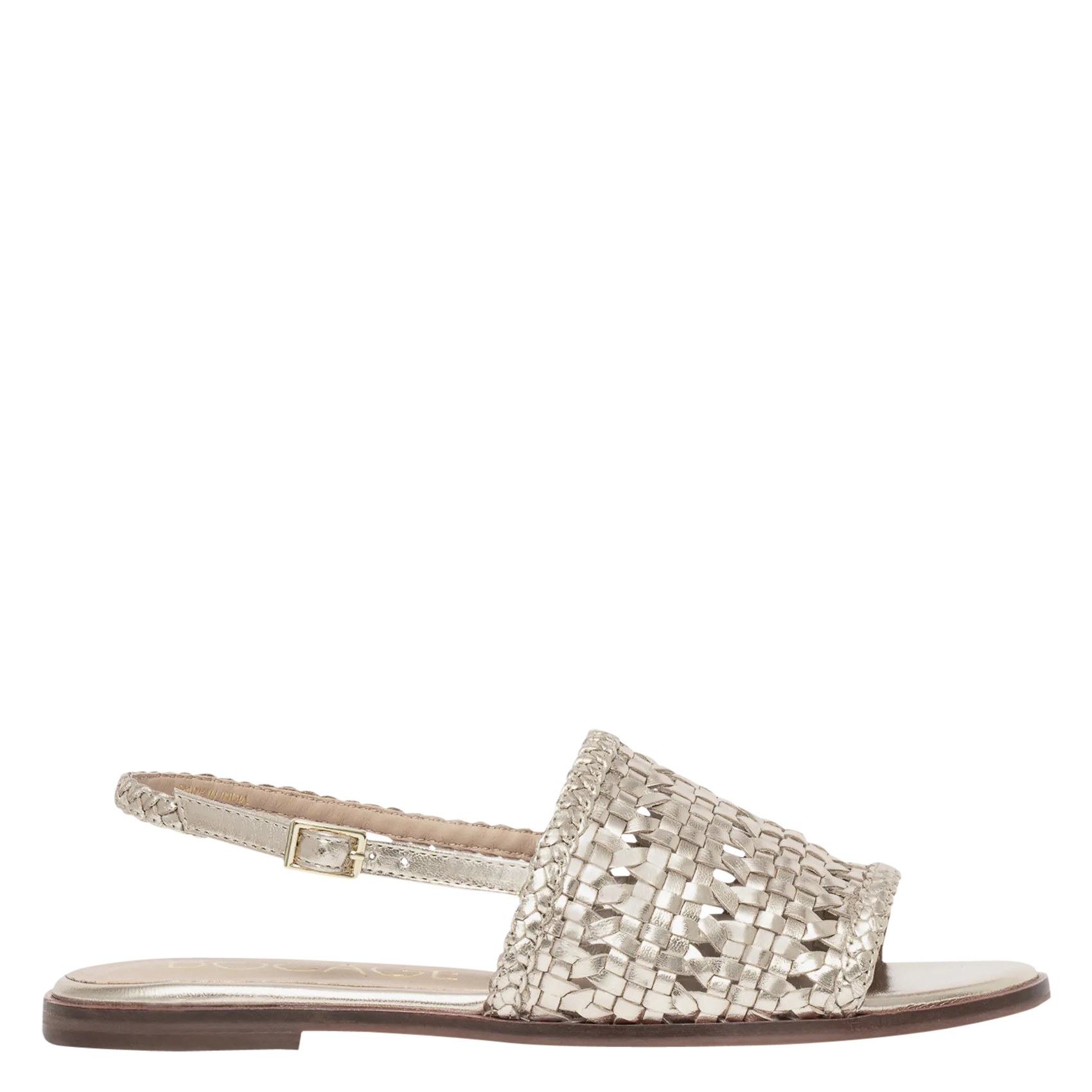 Avarca Berlin - Flache Ledersandalen mit Samt Golden GLADYS