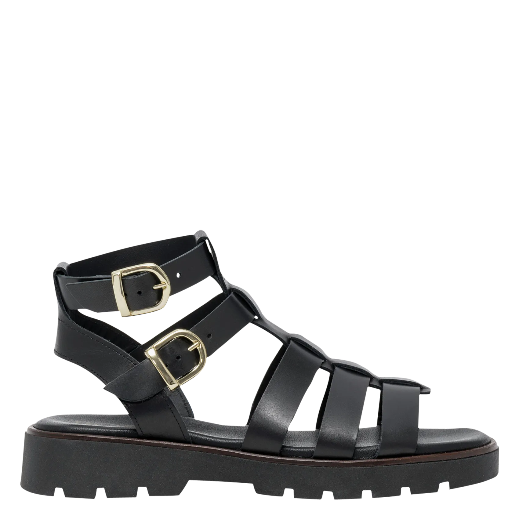 Avarca Berlin - Flache Ledersandalen mit Samt Schwarz GENIALE