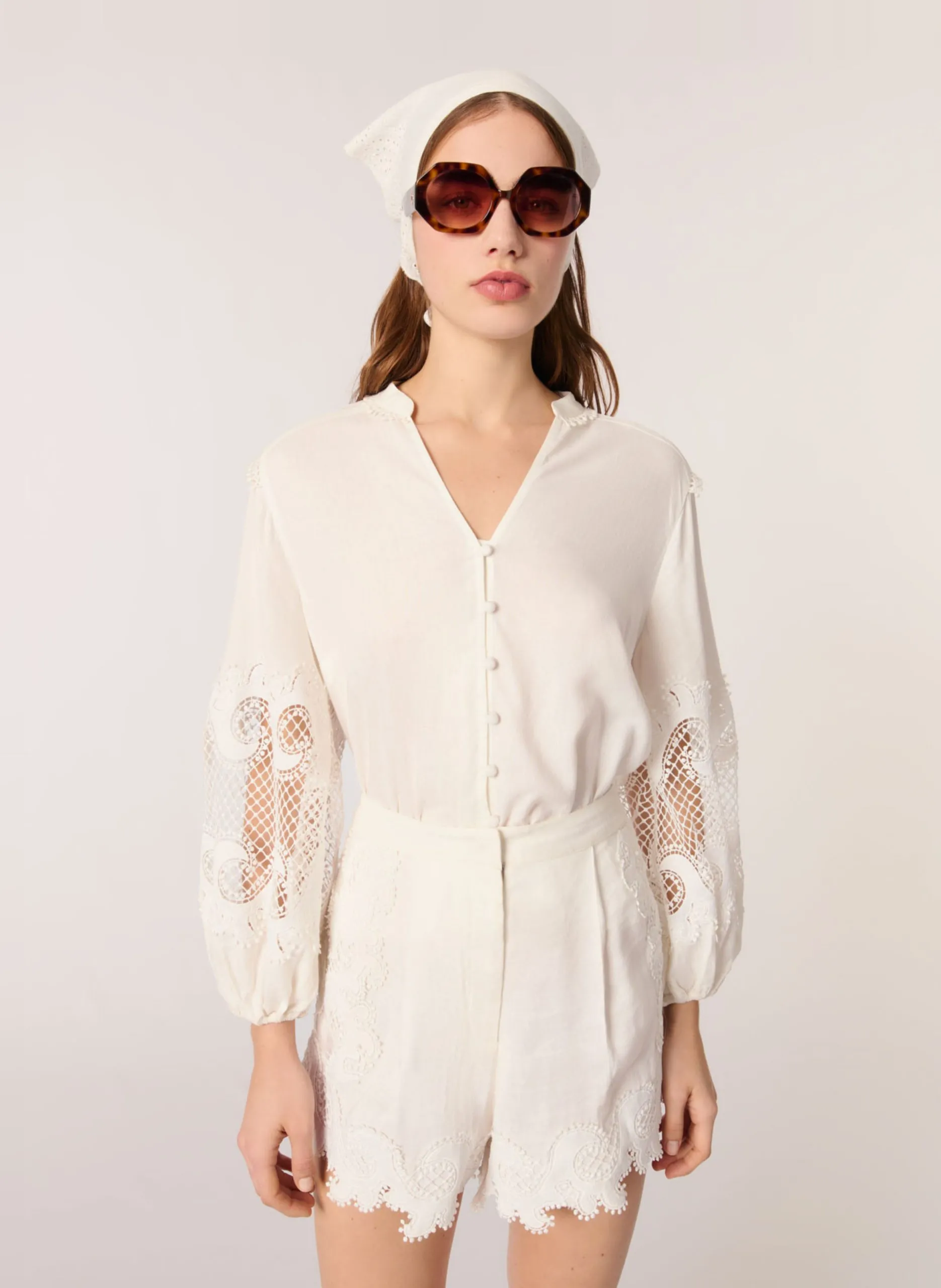 Gerad geschnittene Shorts Beige