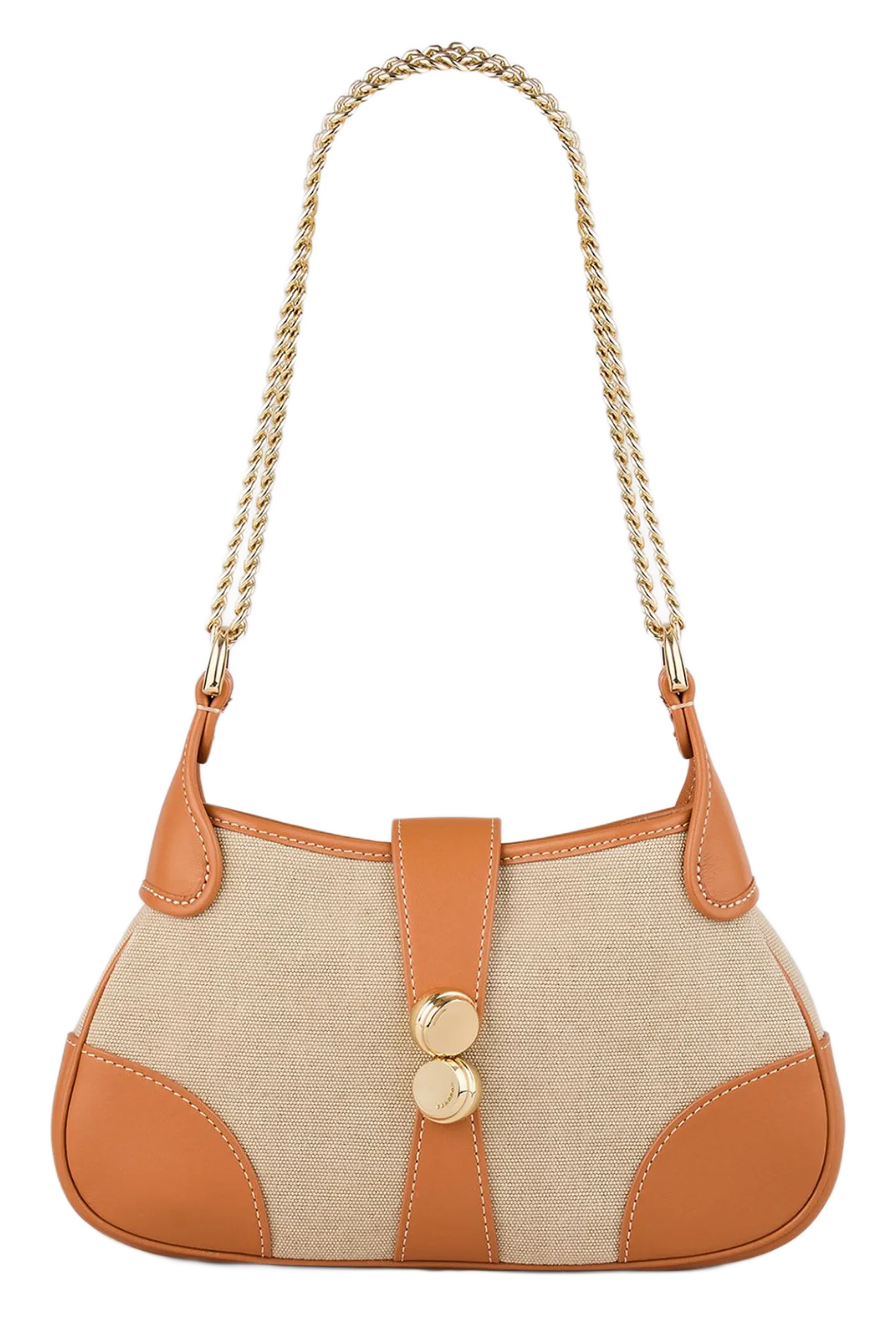 Schultertasche aus Materialmix Beige