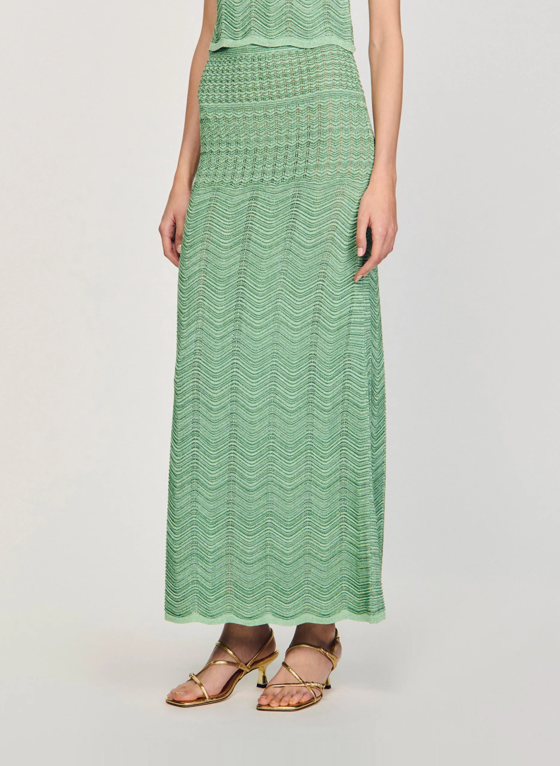 Langer Häkelrock Grun