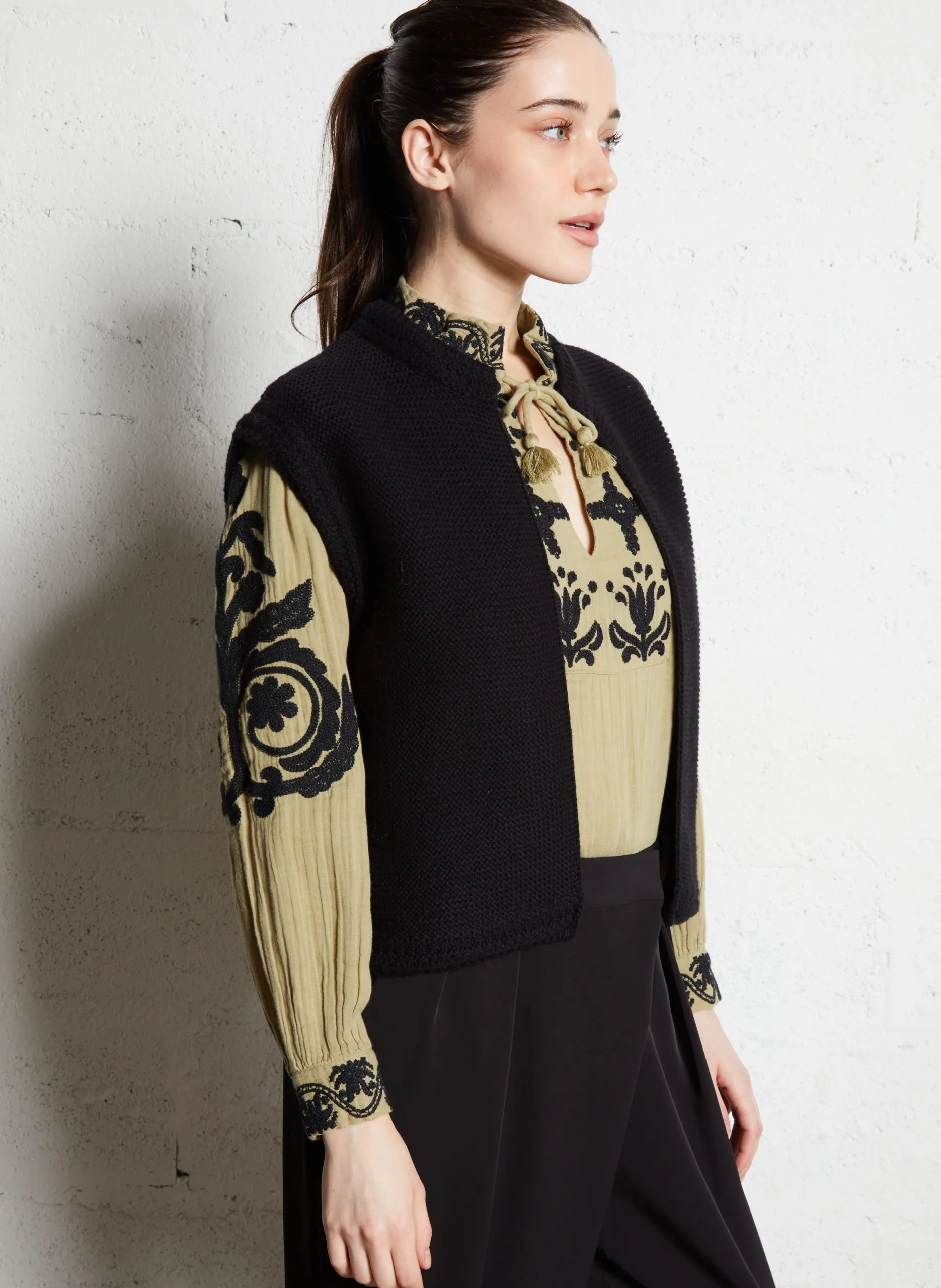 Ärmellose Weste aus Baumwollmischung Schwarz SONNY