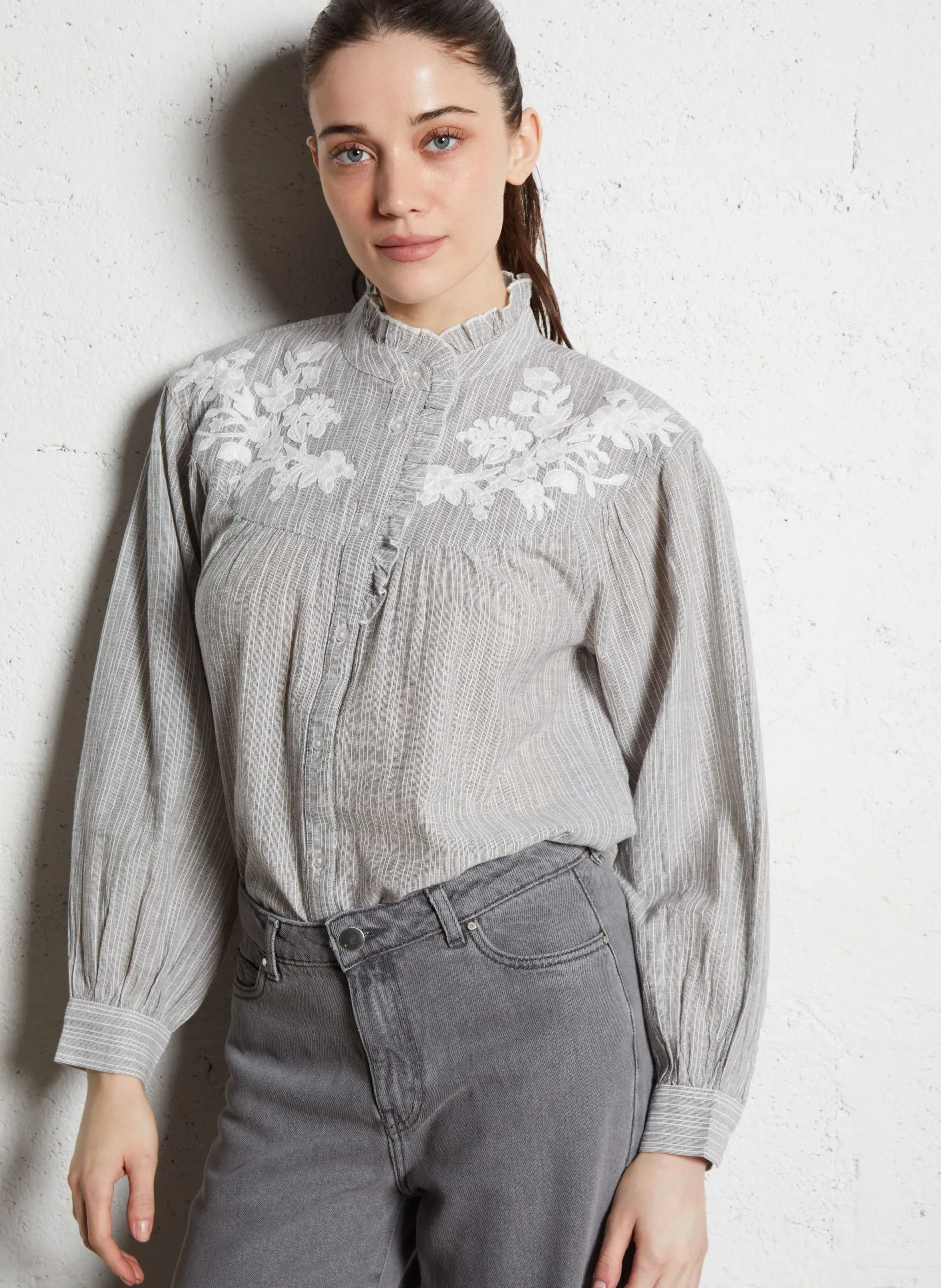 Colonel - Einfarbiges Hemd Grau PURE