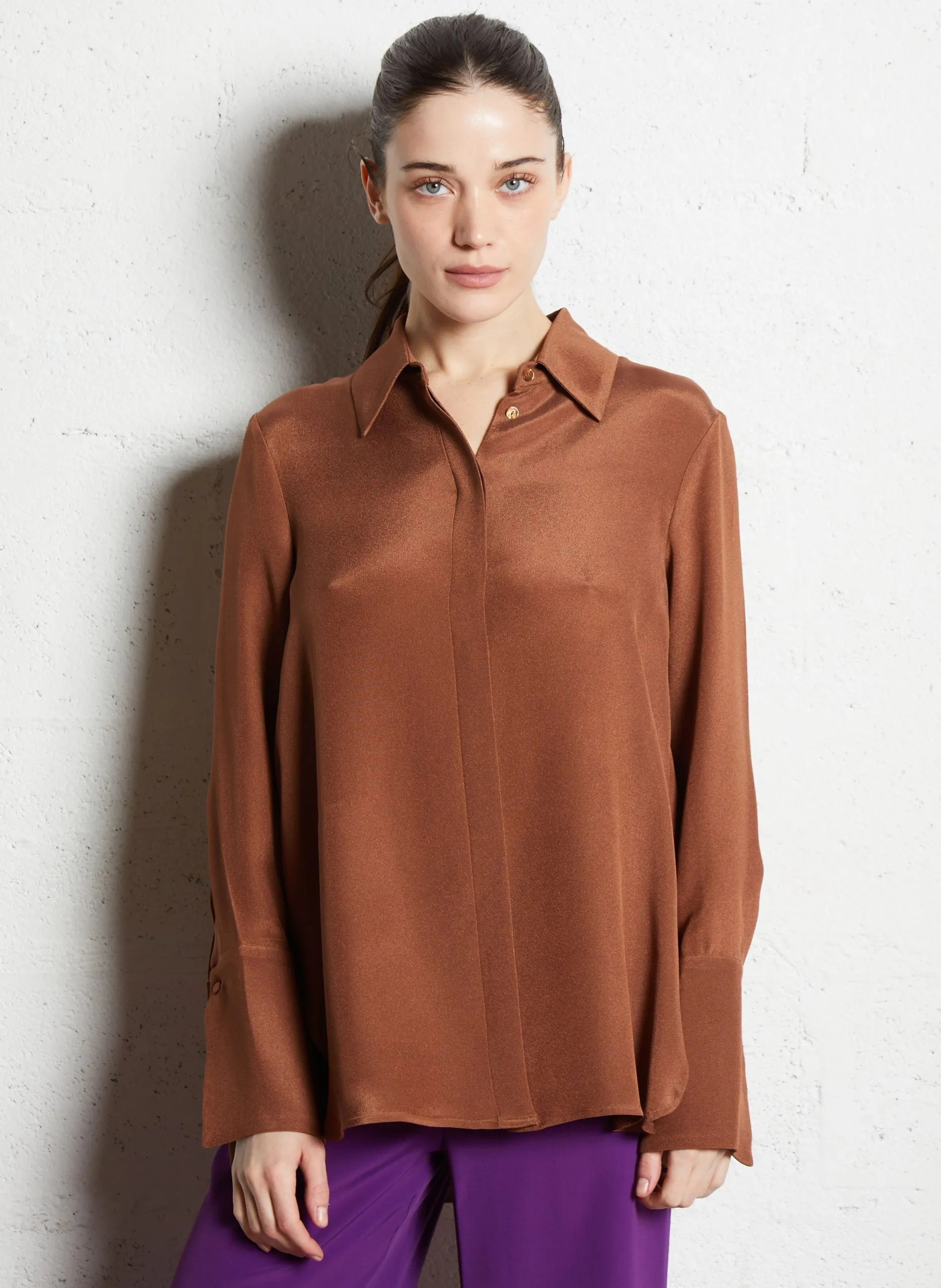 Satinbluse Orange TENA