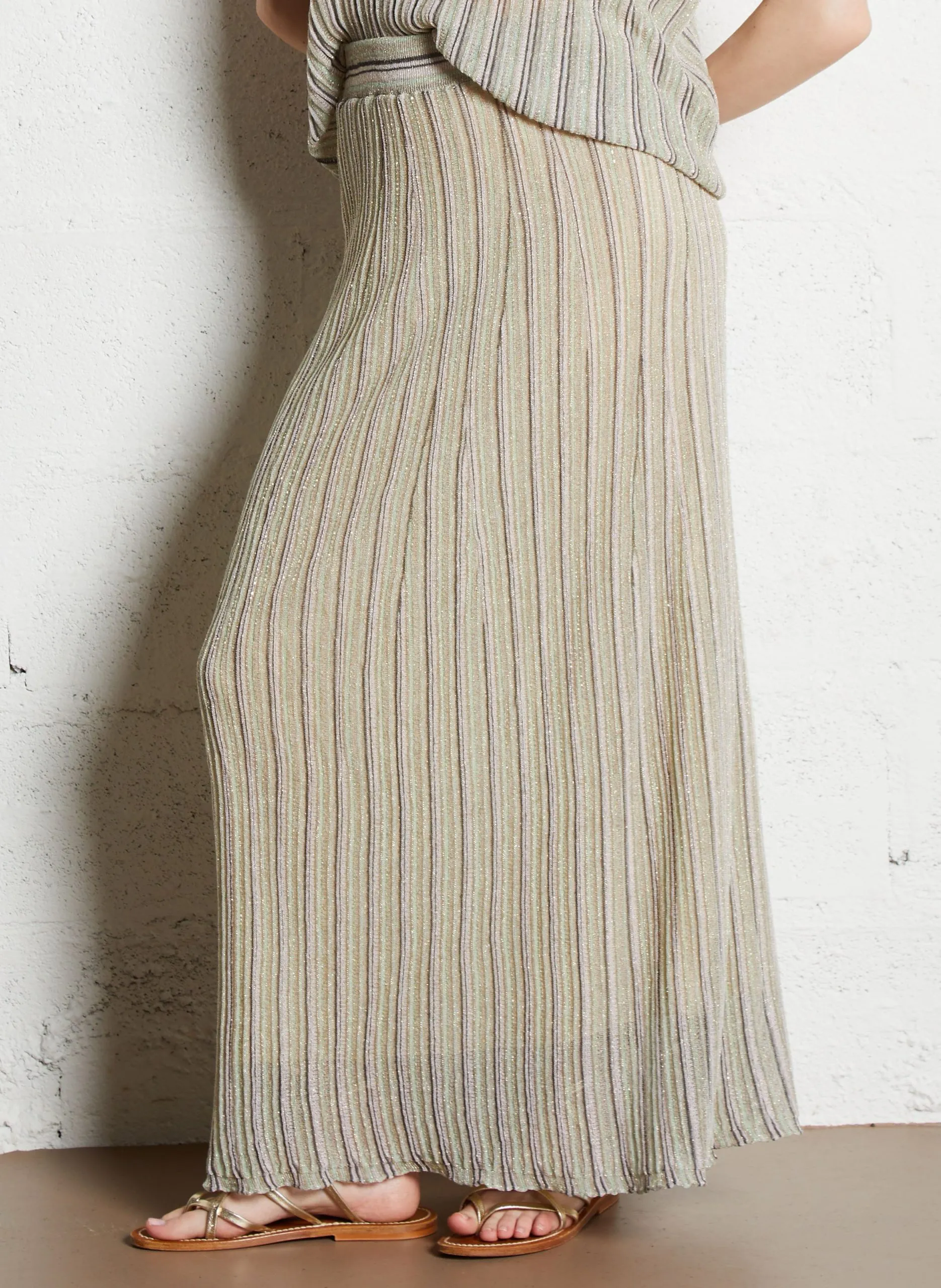 Langer Rock mit Paillettenbesatz Beige MATSI