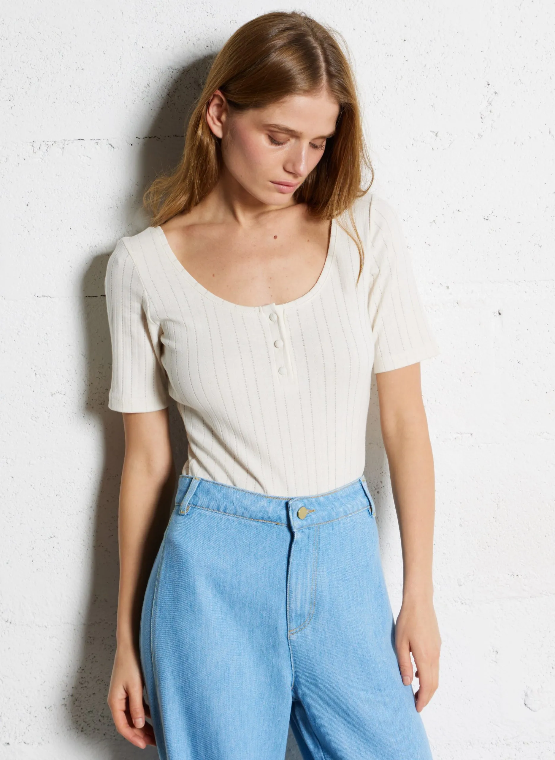 Pointelle-Strickbody Weiss