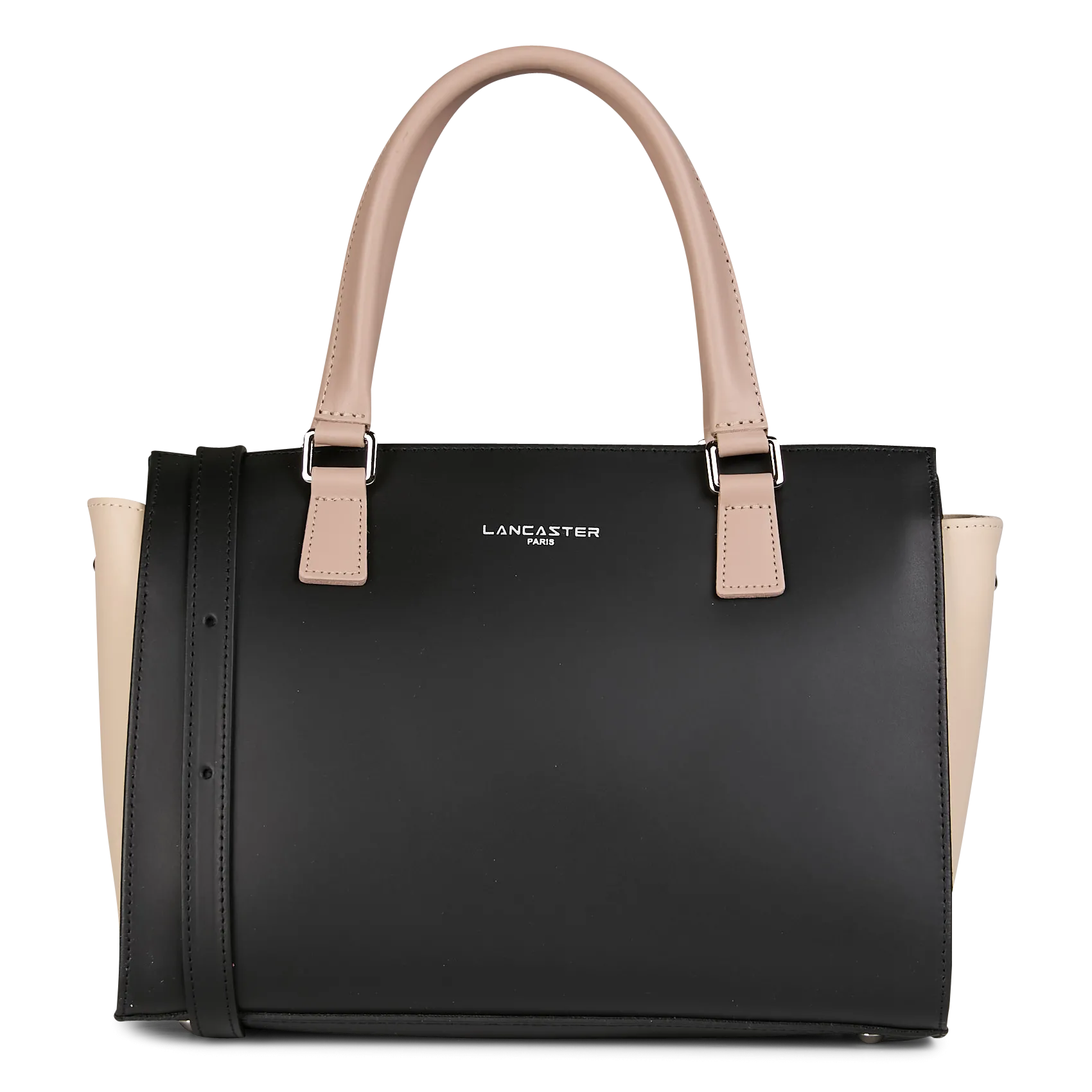 Einfarbige Handtasche aus Leder Schwarz SMOOTH