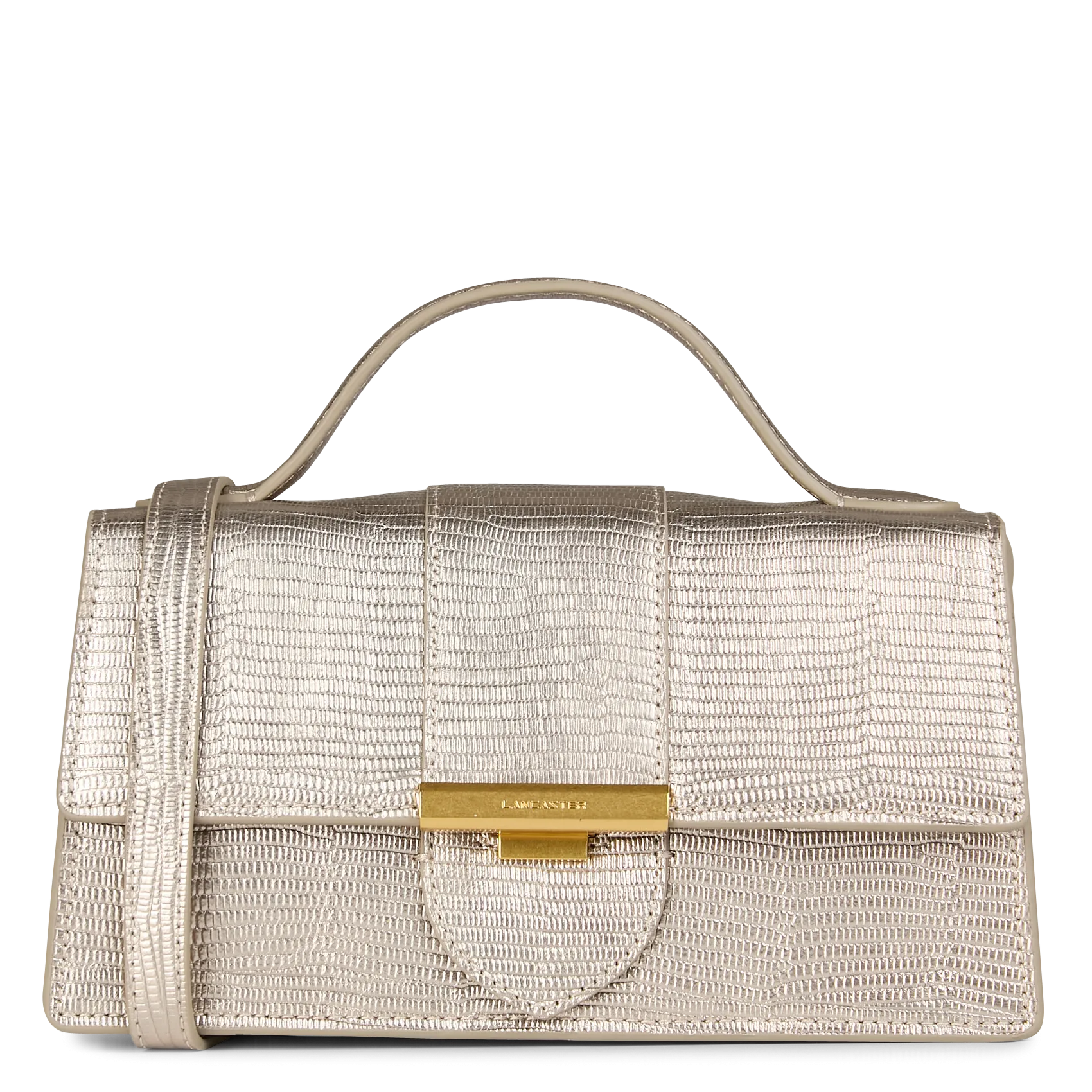 Baguette-Tasche aus genarbtem Leder Beige EXO ILY