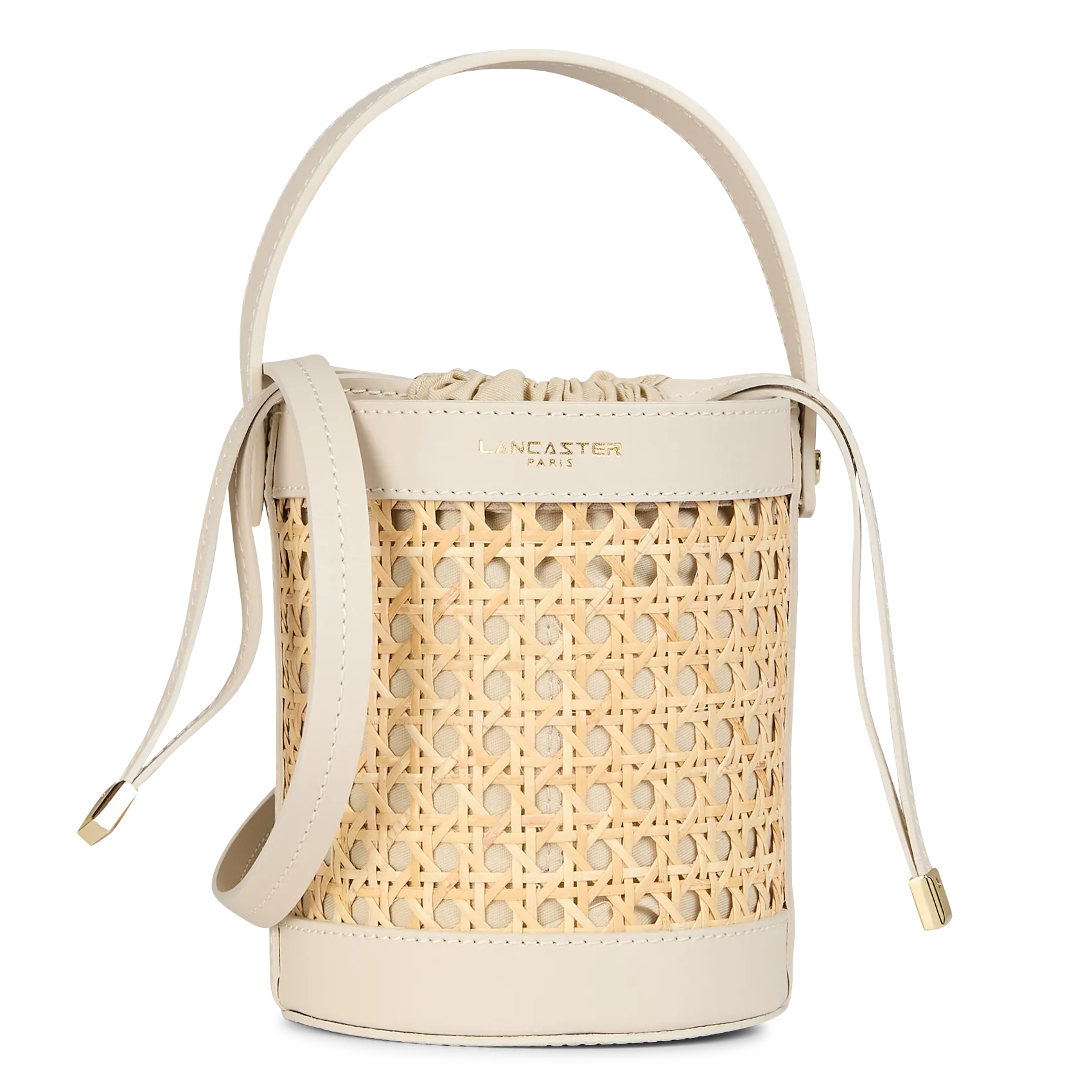 Korbhandtasche aus Rattan und Leder Beige