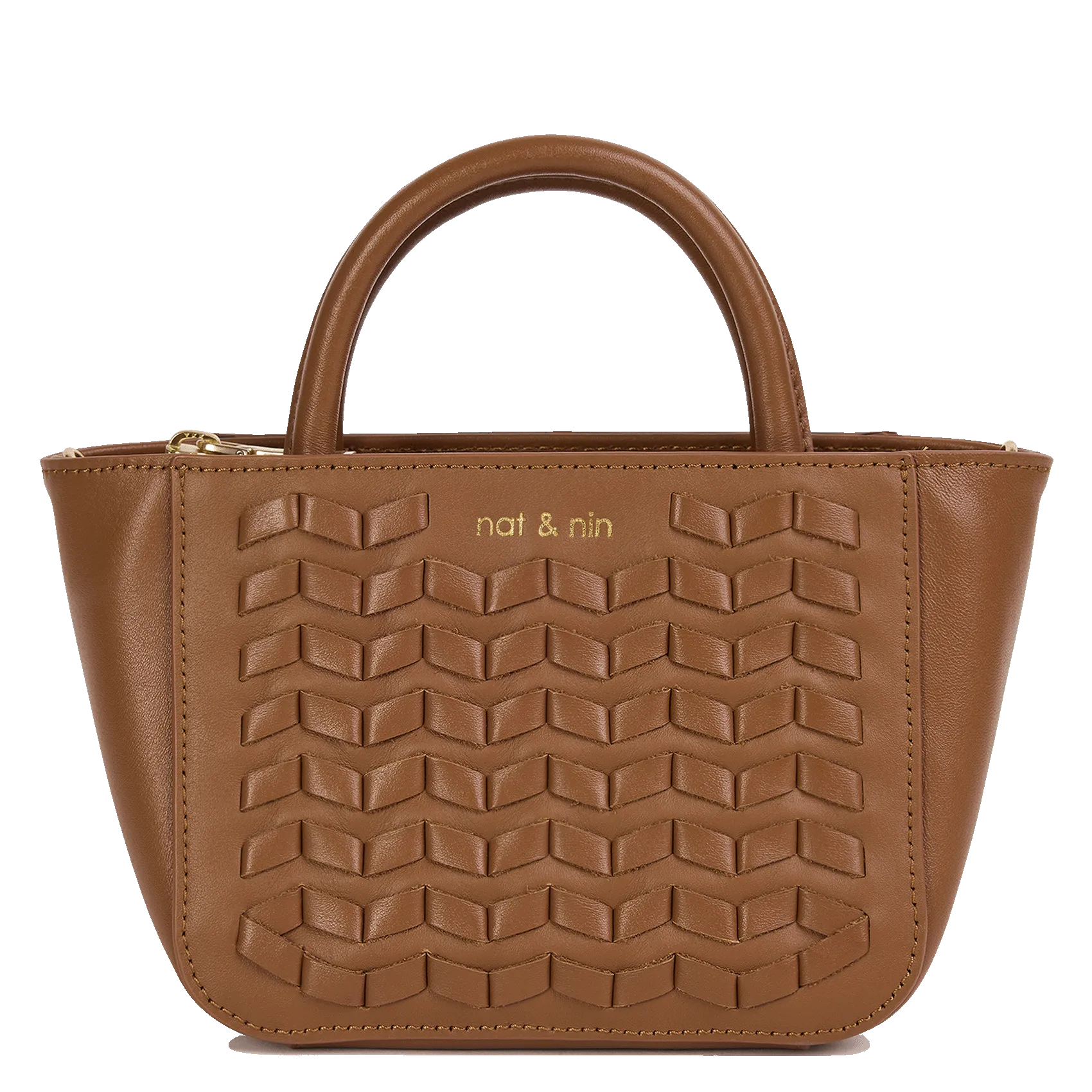 Kleine Umhängetasche aus geflochtenem Leder Braun TELMA