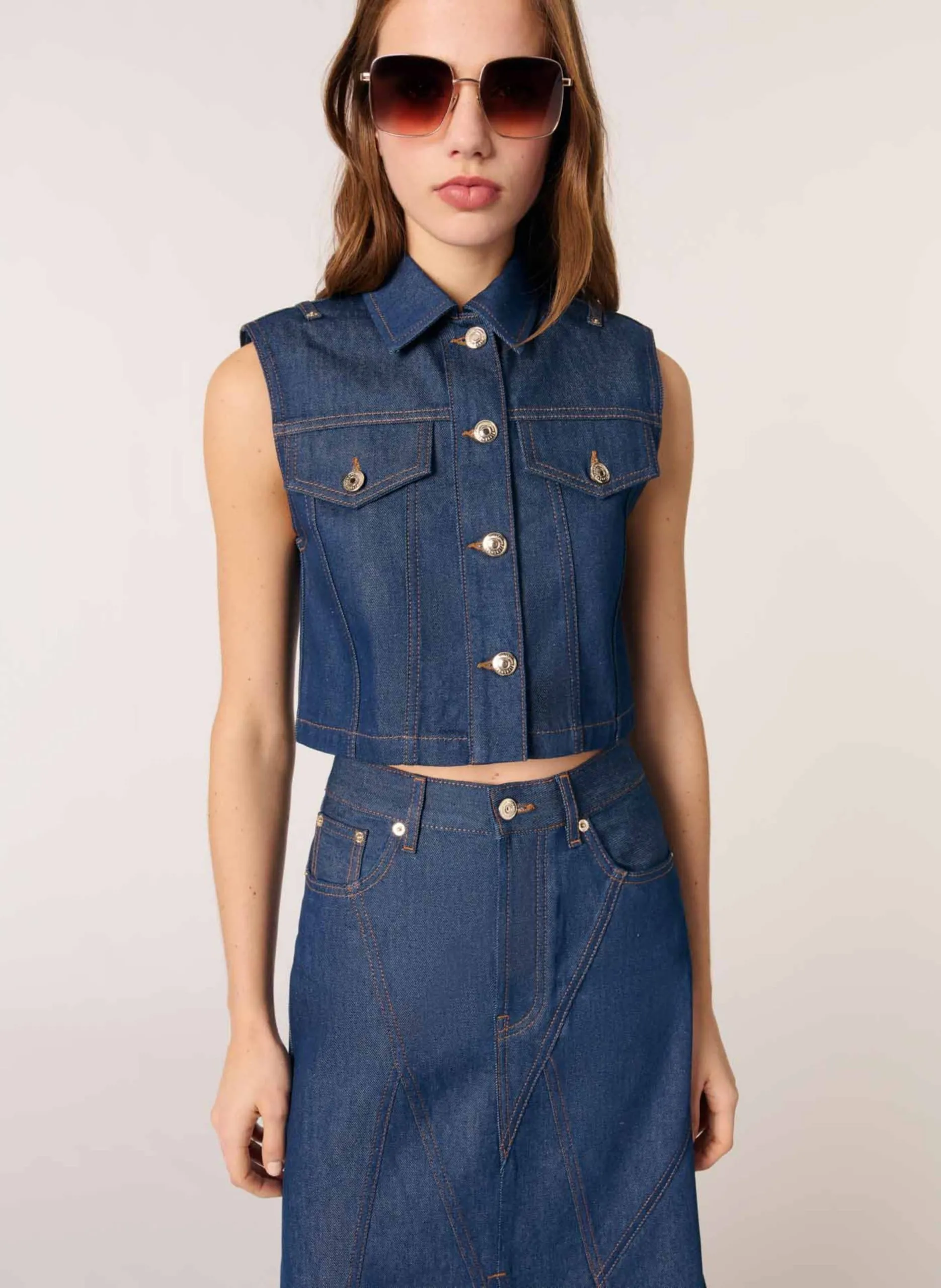 Ärmellose Jeansweste Blau