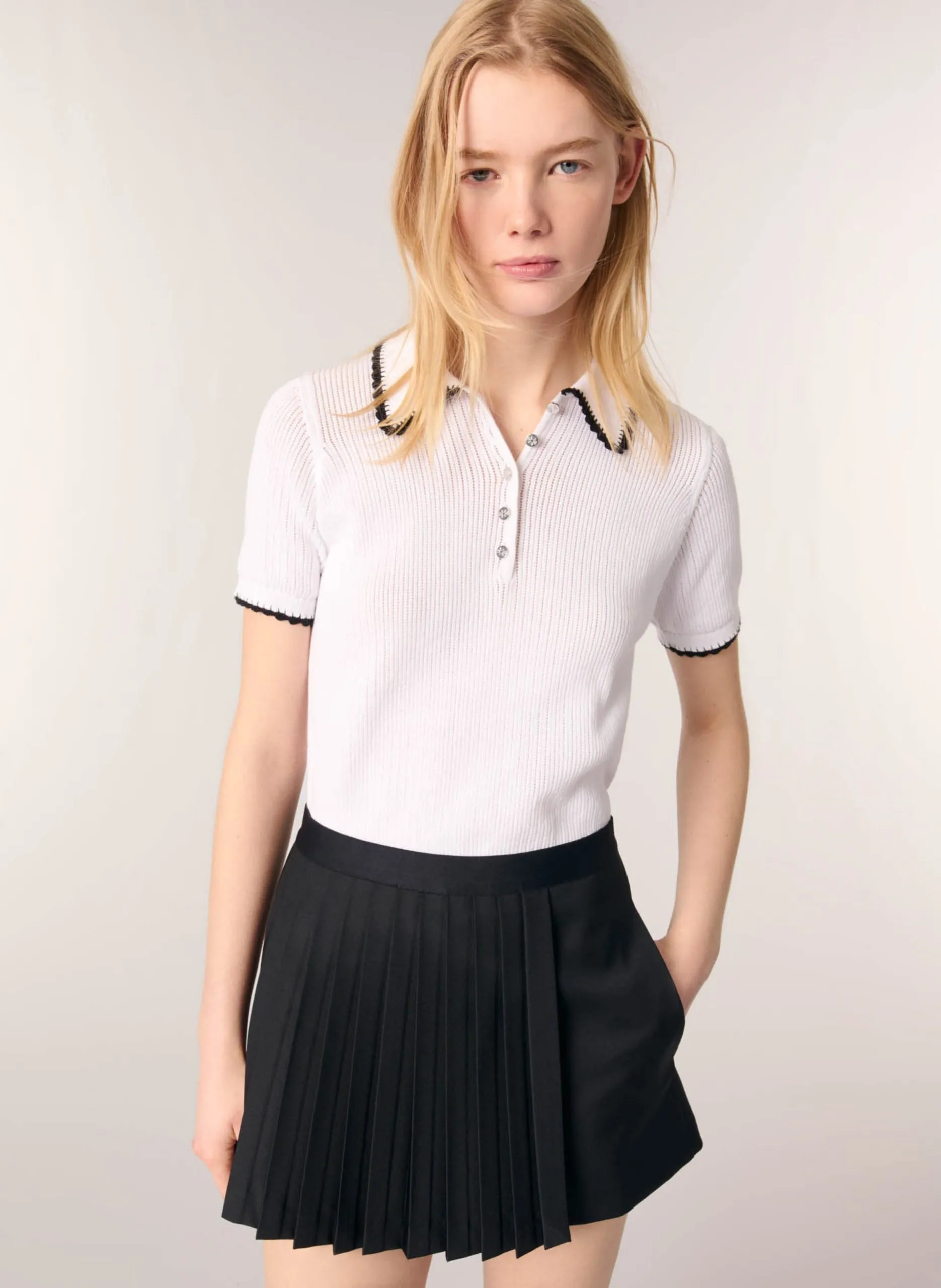 Plissierte Wickelshorts Schwarz