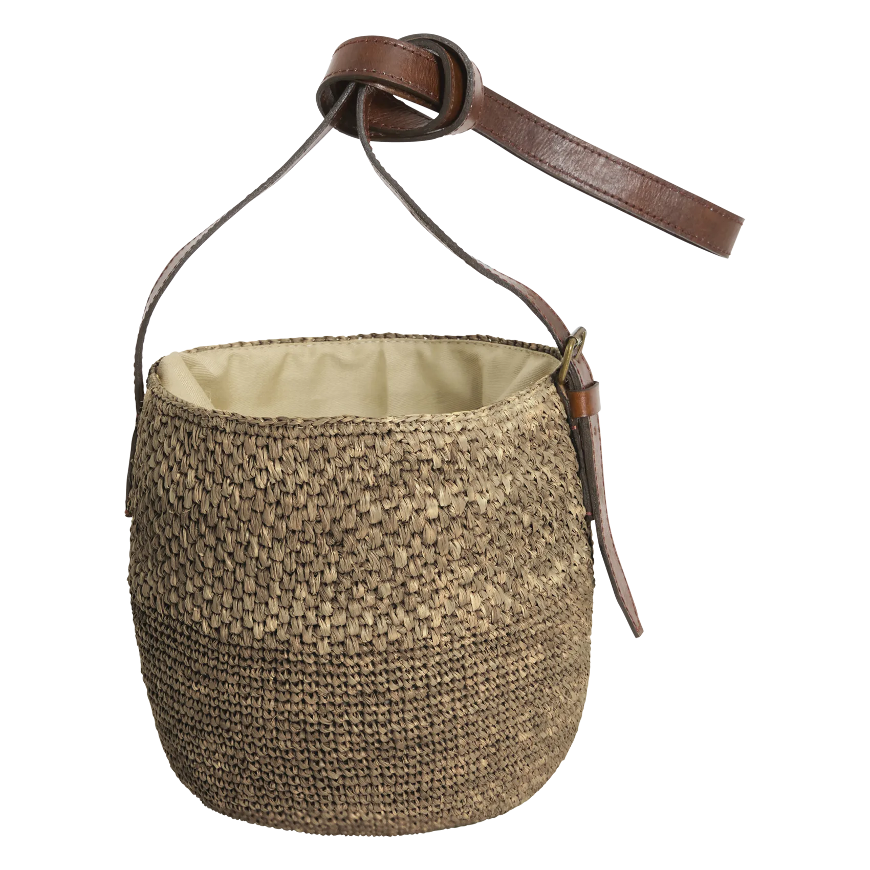 Eimer Umhängetasche aus Raffia Braun MAIKA