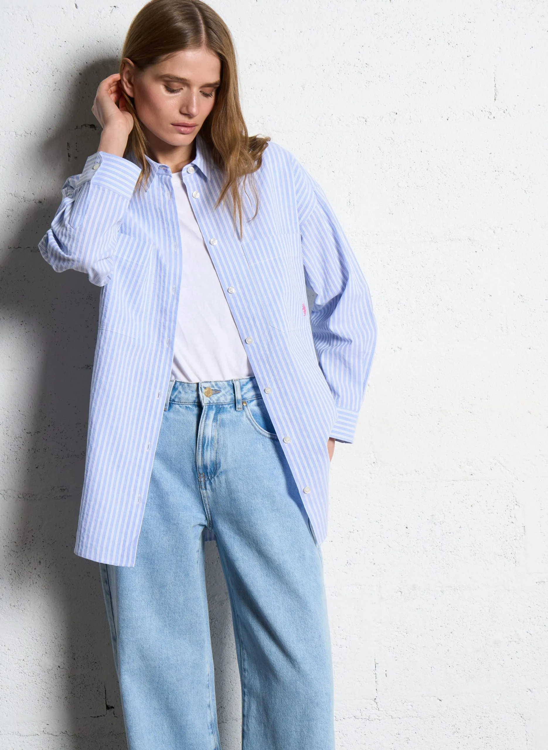 Baumwoll-Bluse Blau VILMETTE