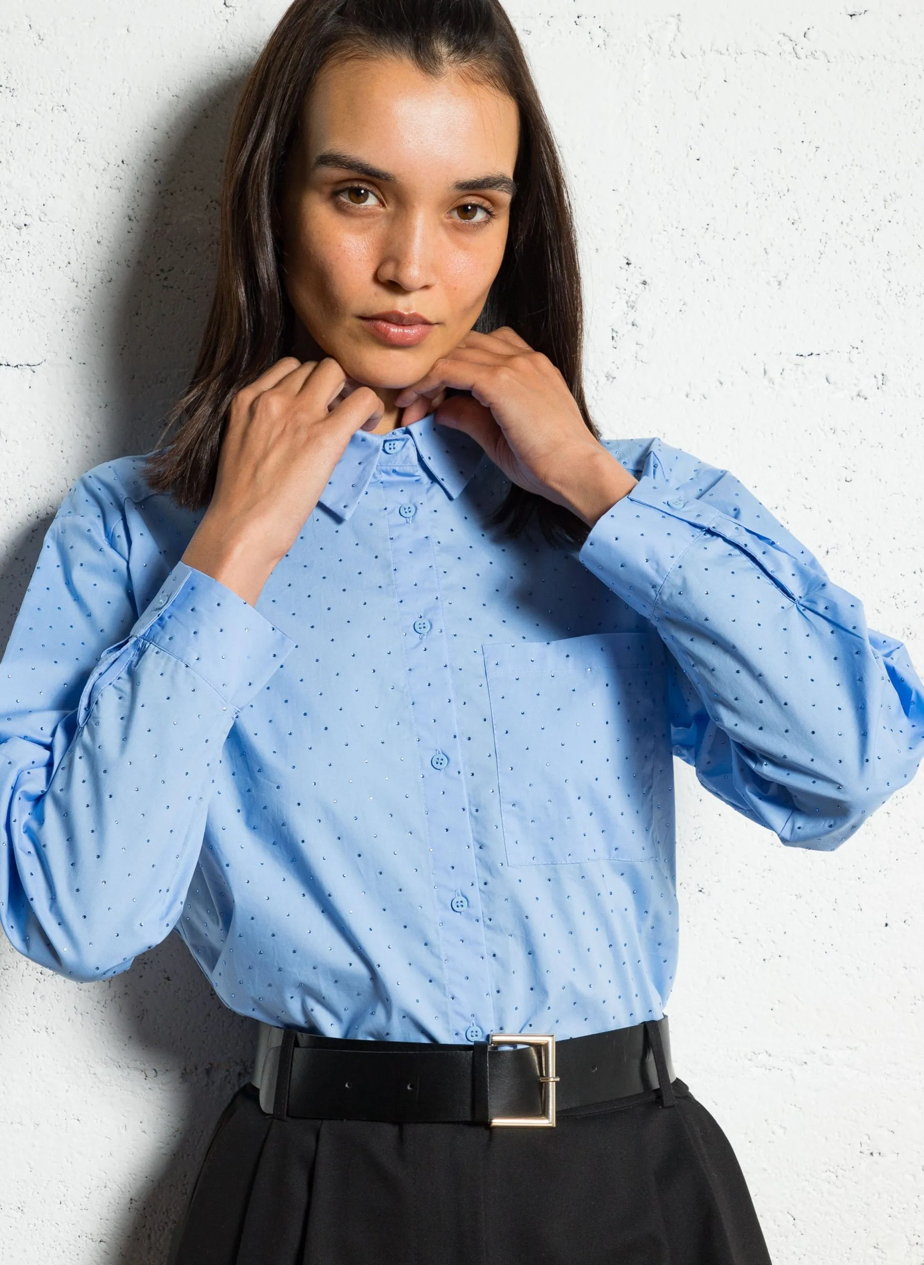 Baumwollhemd mit klassischem Kragen Bleached Jeans PEPITE