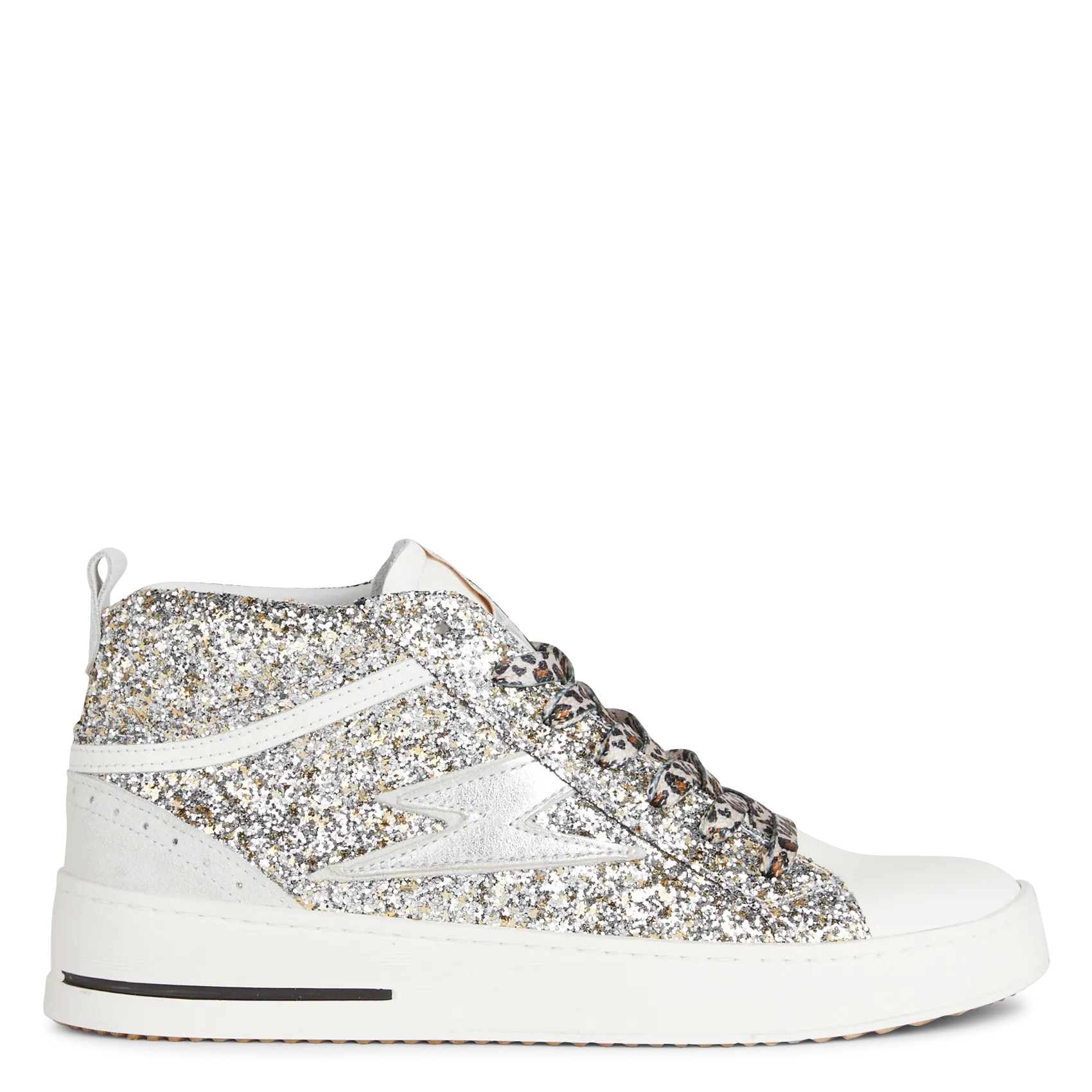 Hohe Sneaker mit Pailletten aus gemischtem Leder Silber GIBRA