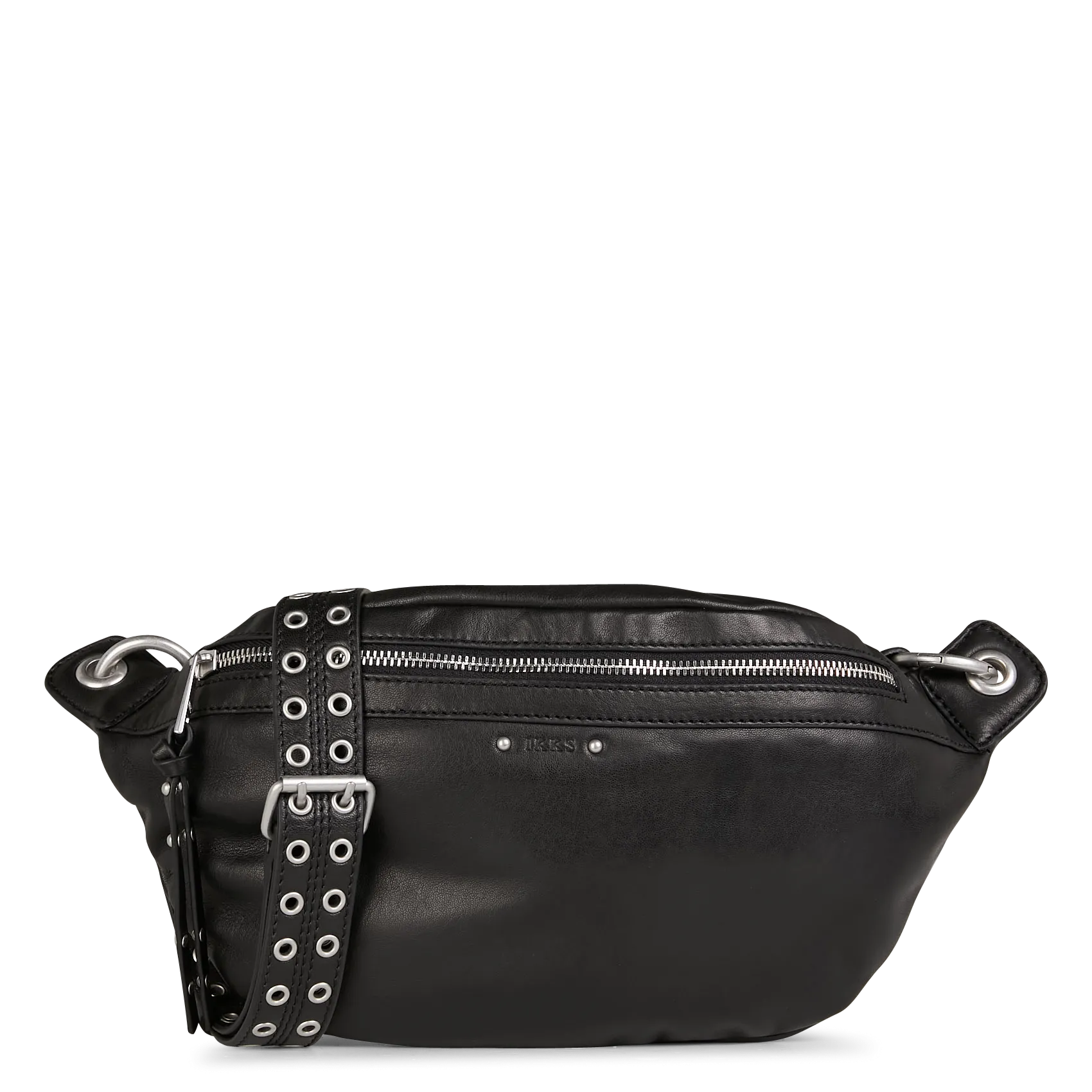 Gürteltasche mit Reißverschluss aus Leder Schwarz