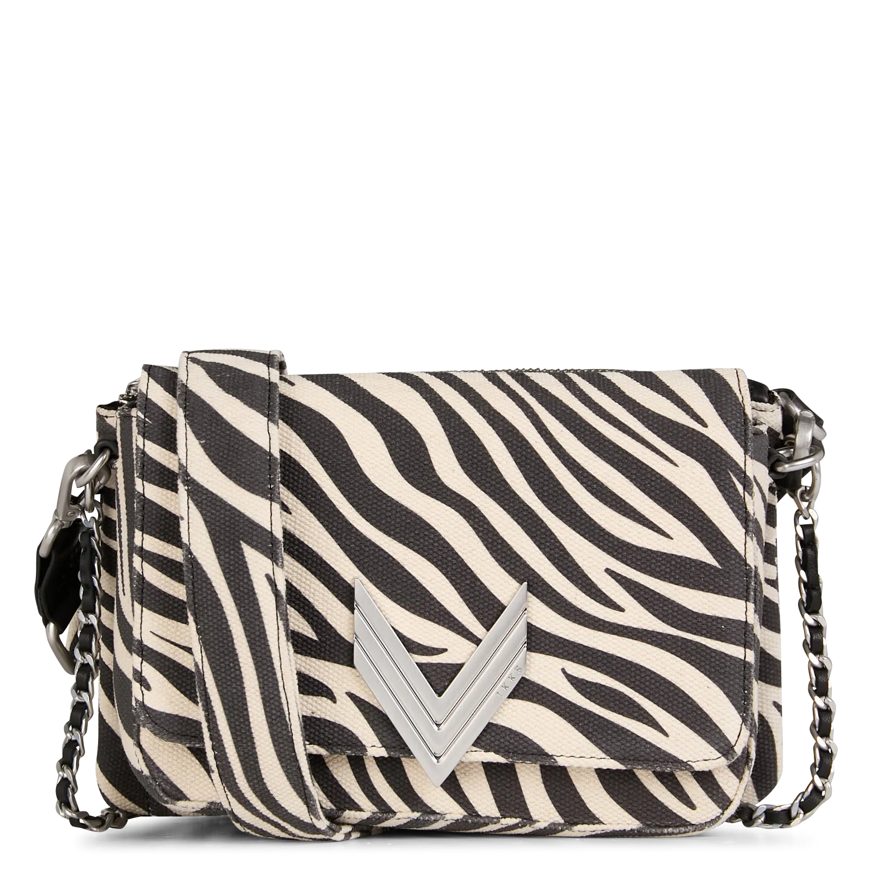 Umhängetasche mit Zebra-Printklappe Schwarz 111