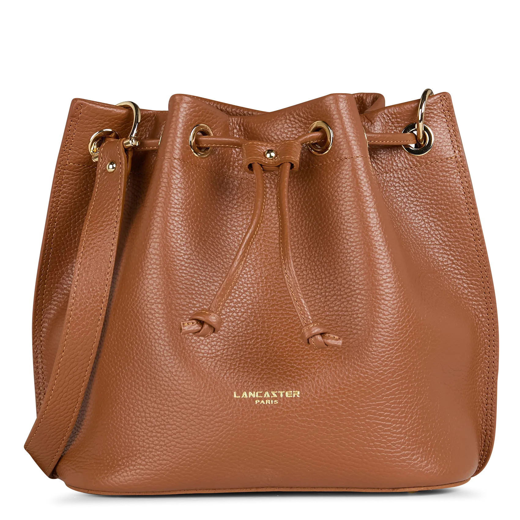 Beuteltasche aus genarbtem Leder Braun ALBA