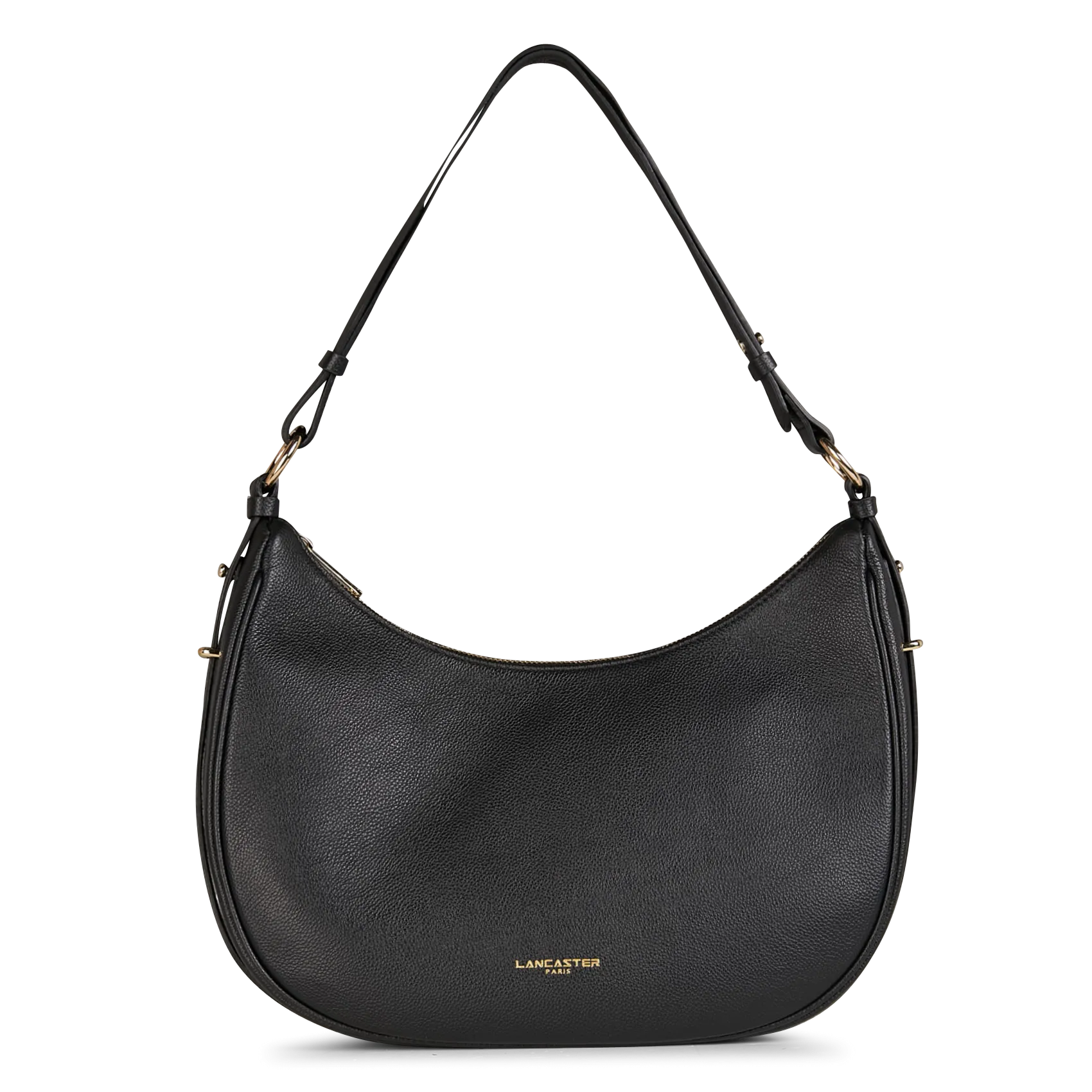 Große Umhängetasche aus genarbtem Leder Schwarz MILANO ARIA