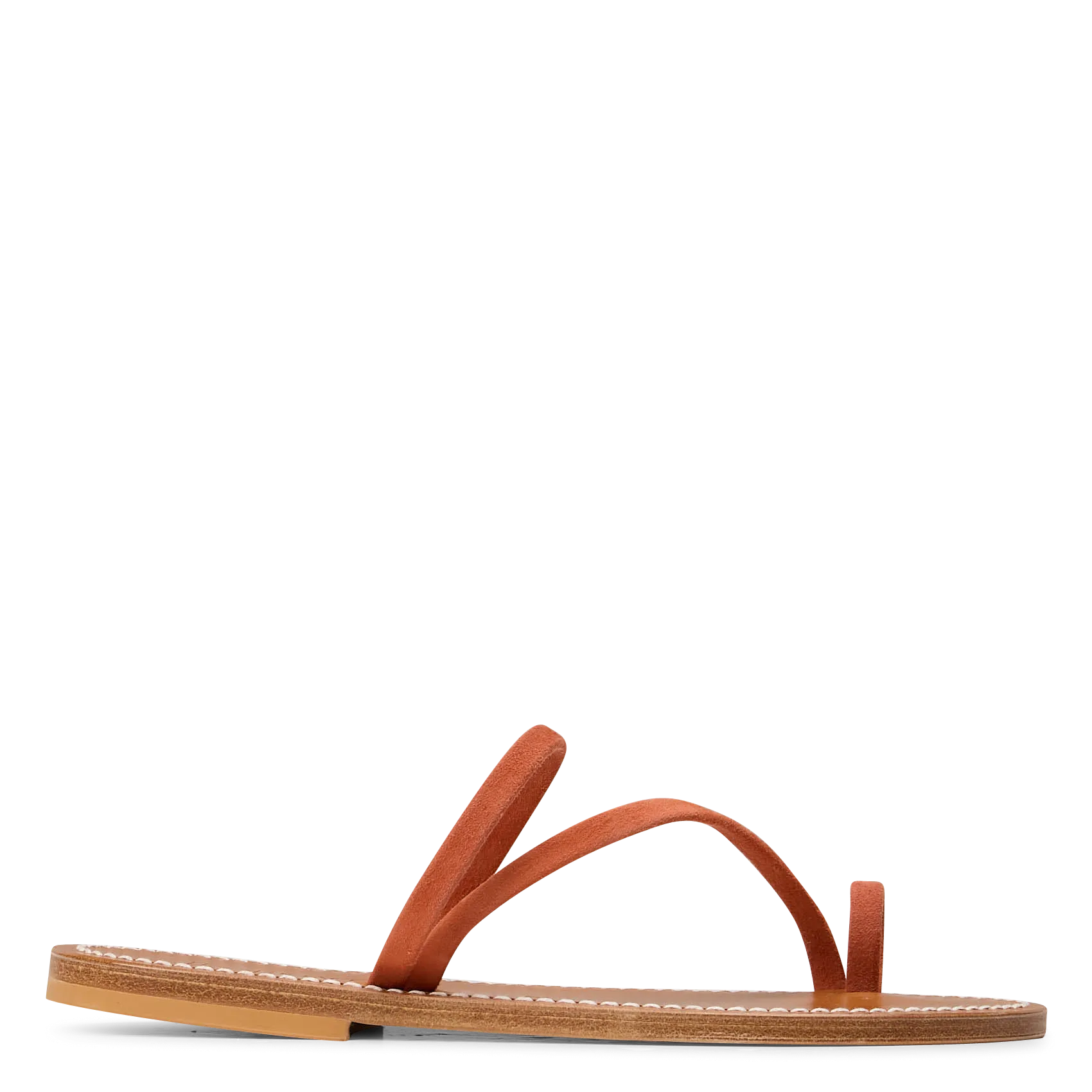 Avarca Berlin - Flache Ledersandalen mit Samt Rot ACTIUM