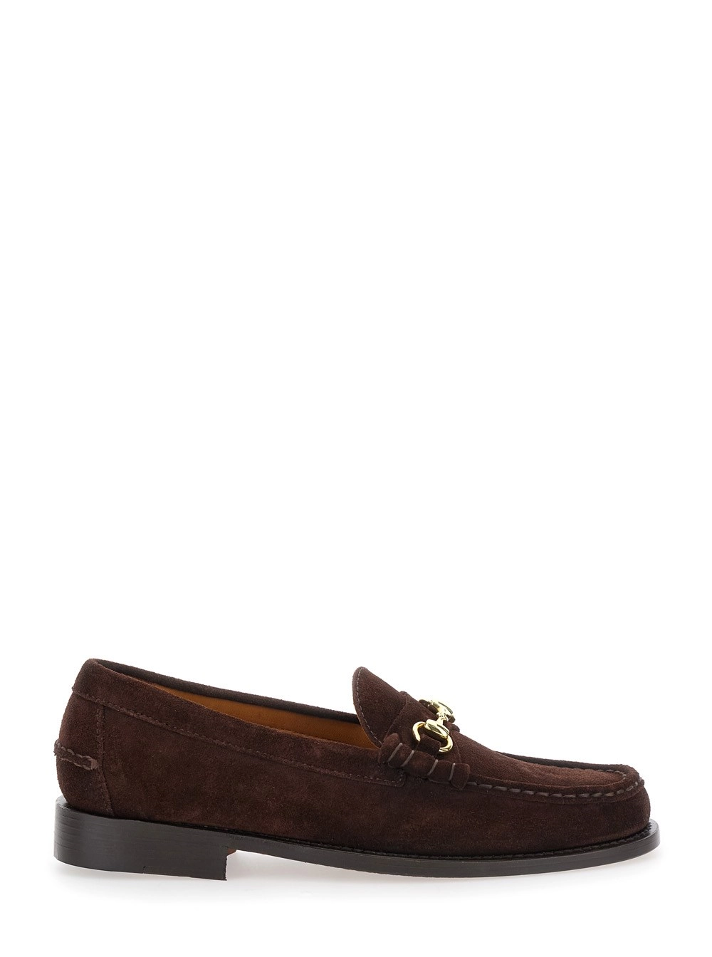 "Joe Modena" Braune Pull-On-Loafers mit Horsebit-Detail aus Wildleder Herren
