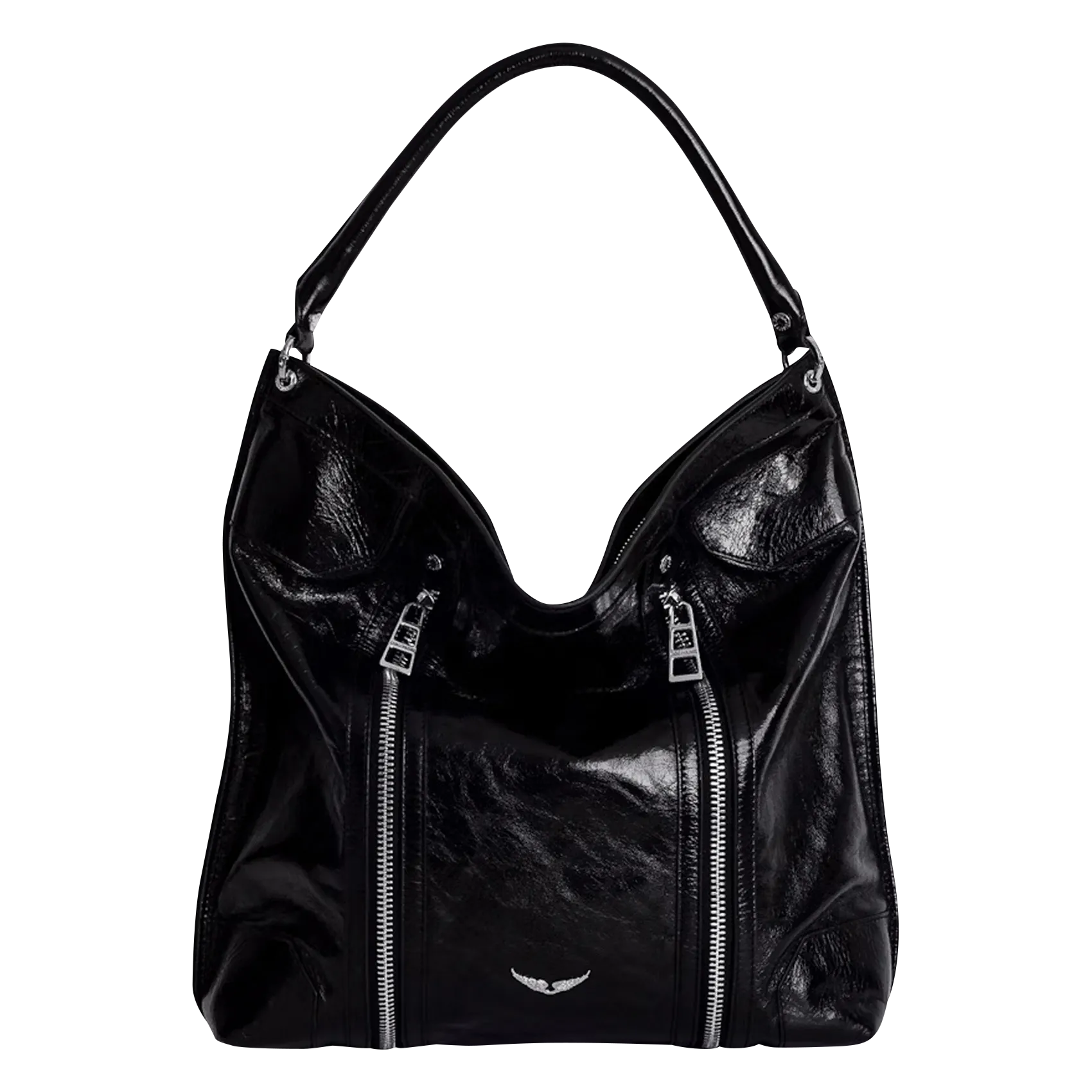 Schultertasche aus Lackleder Schwarz SUNNY