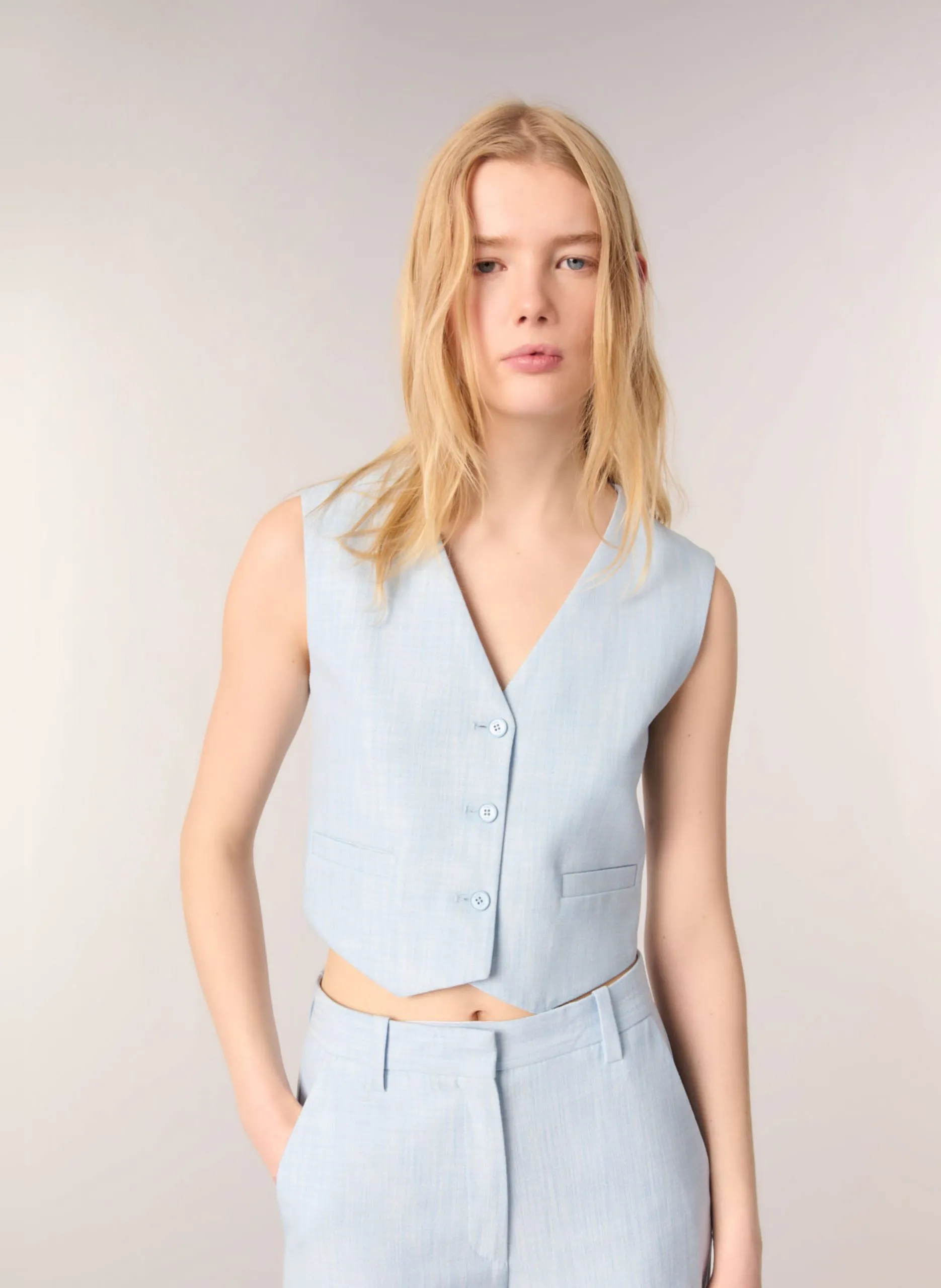 Gerade geschnittene Strickjacke Blau