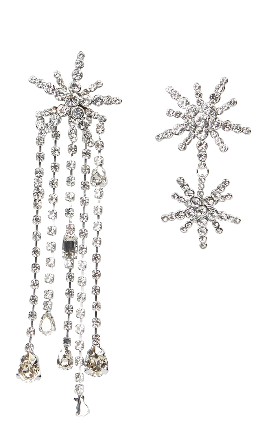 Asymmetrische Ohrhänger mit Stern Silber