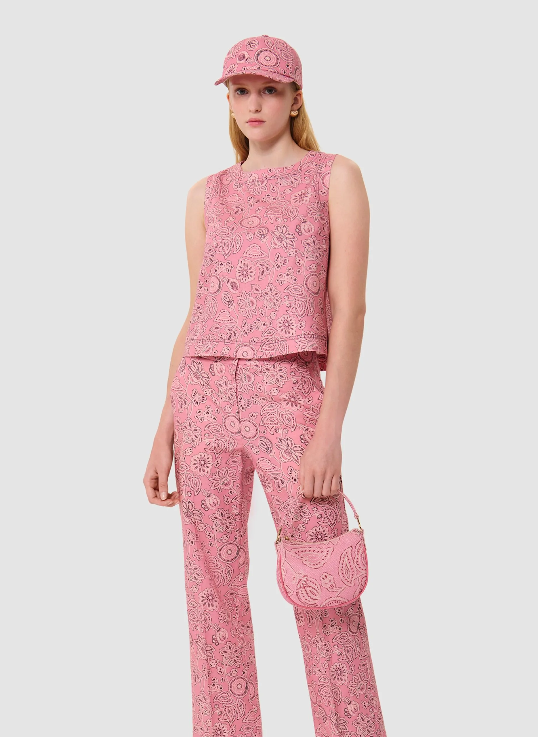 Weites Rundhals-Top aus Leinenmischung Rosa TEPEE