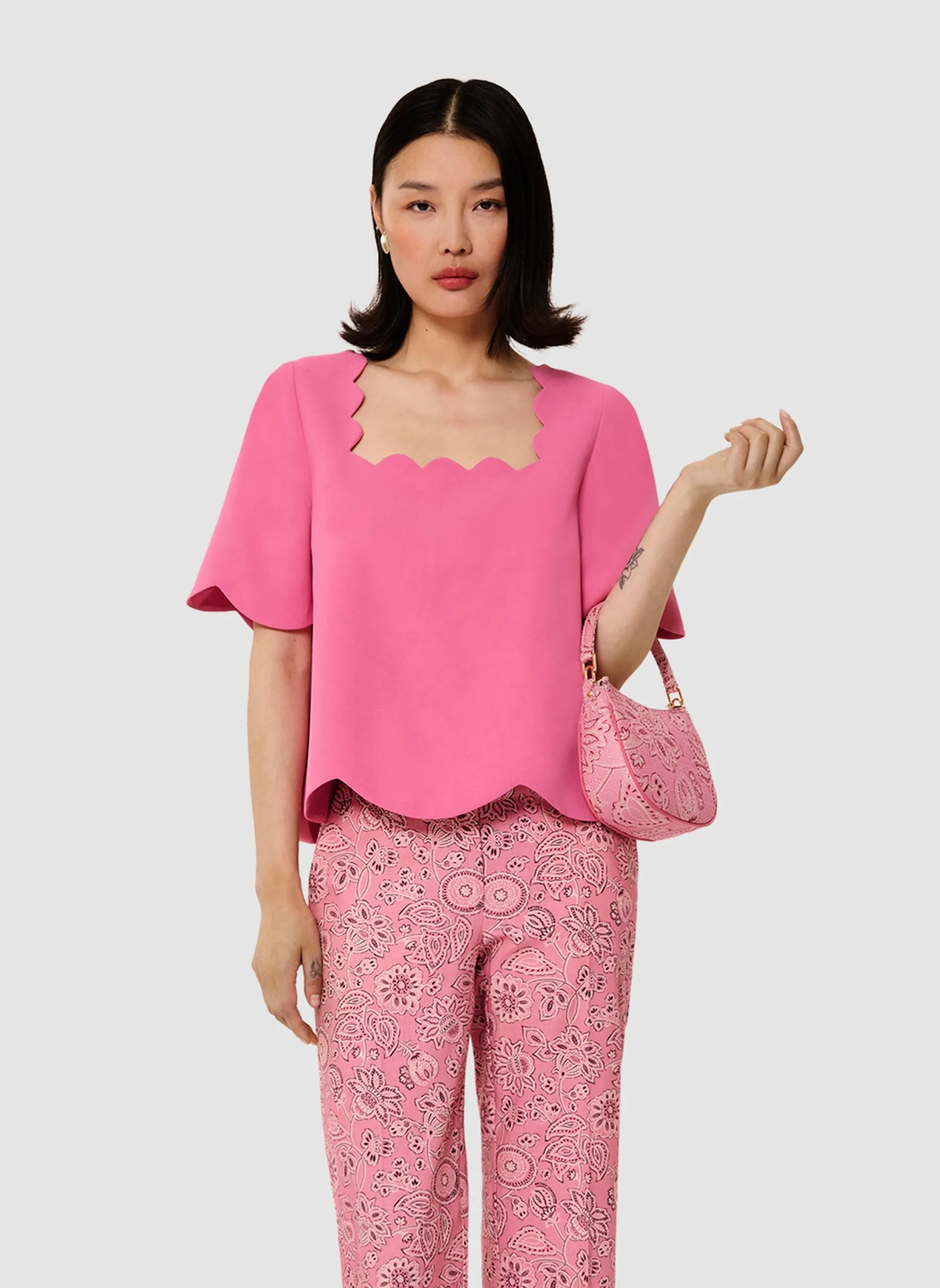 Weites Top mit quadratischem Ausschnitt Rosa TIMOTHY