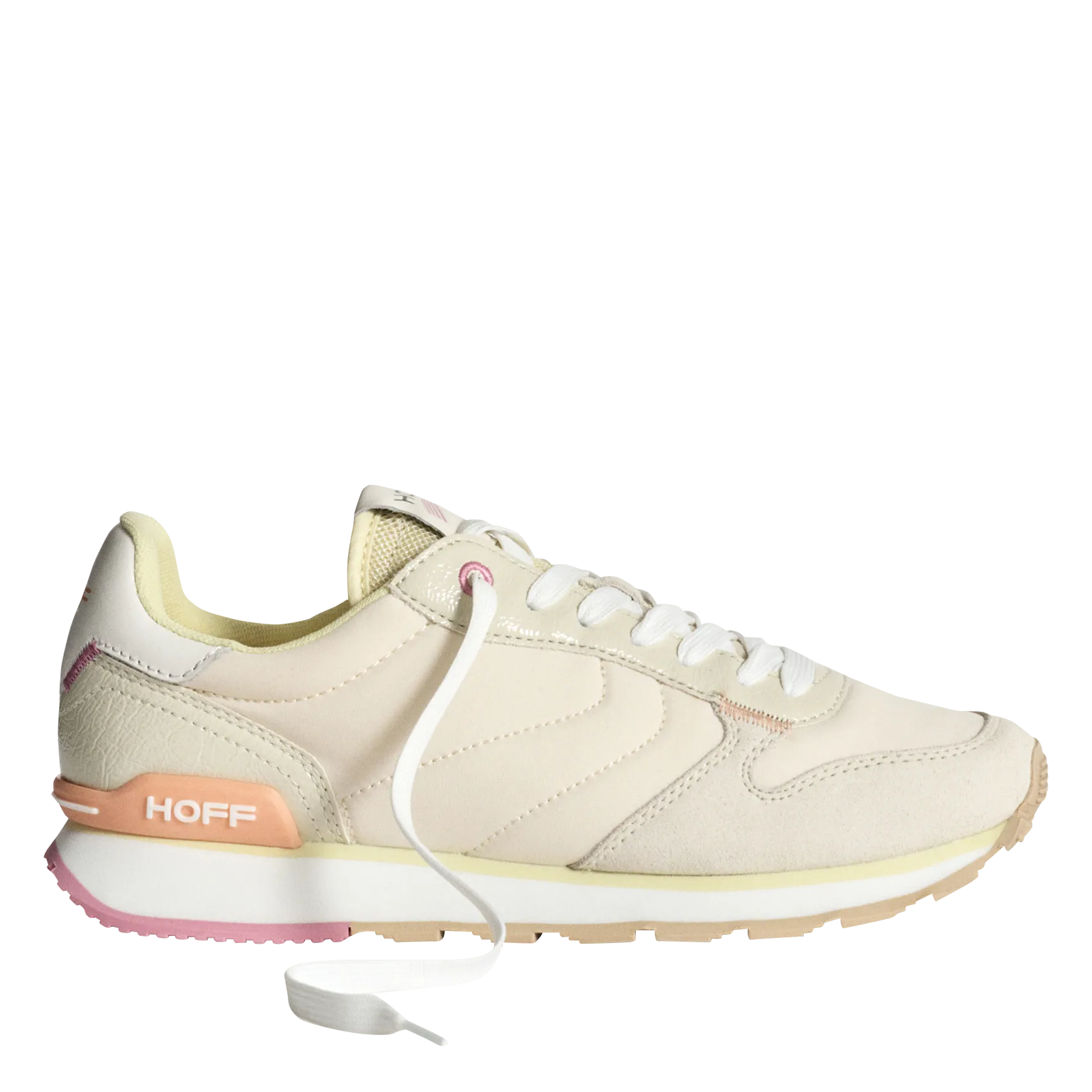 Niedrige Schnürsneaker aus Leder-Mix Beige TROEZEN