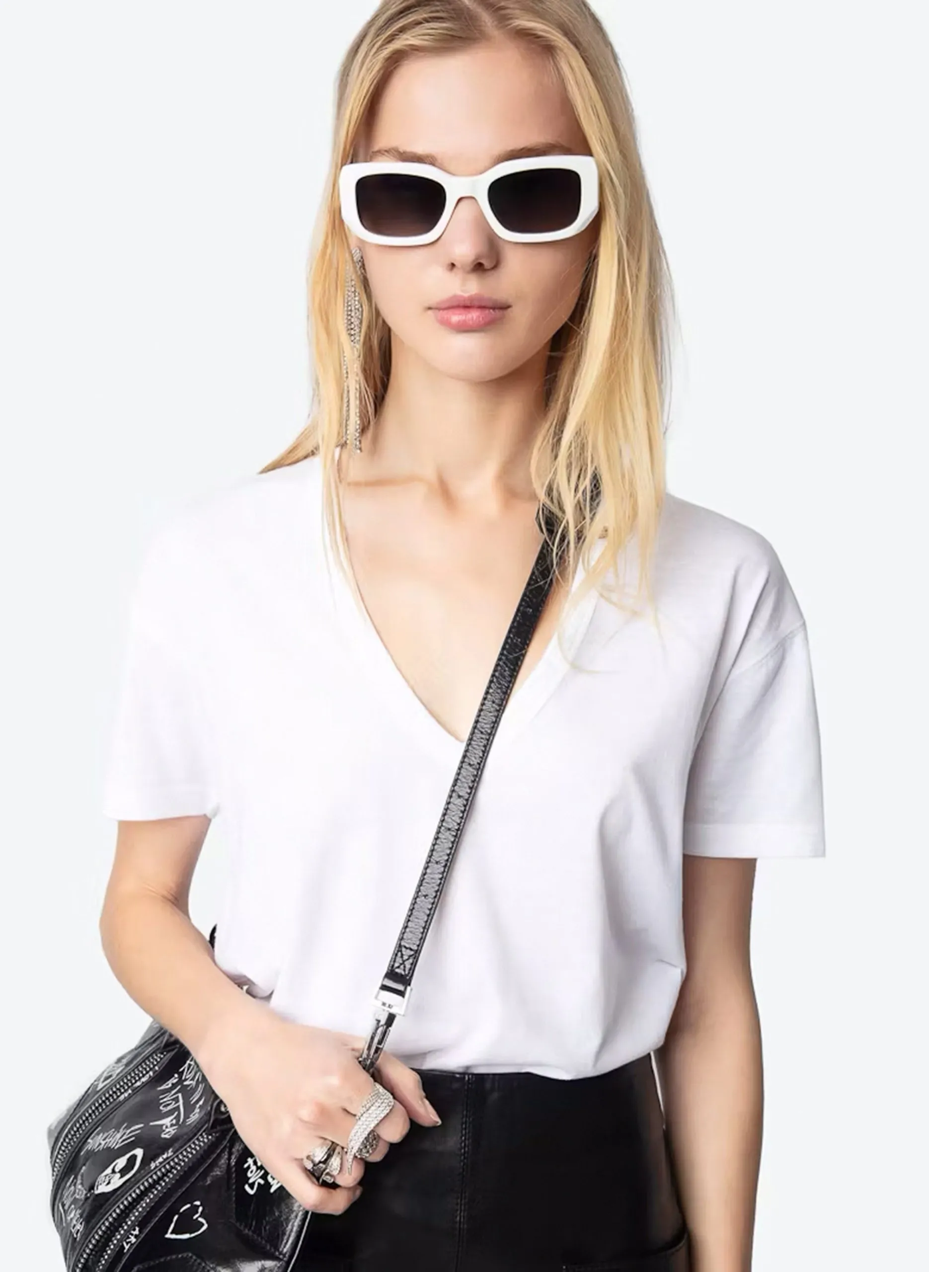 Top aus Crêpe mit V-Ausschnitt Weiss MARTA