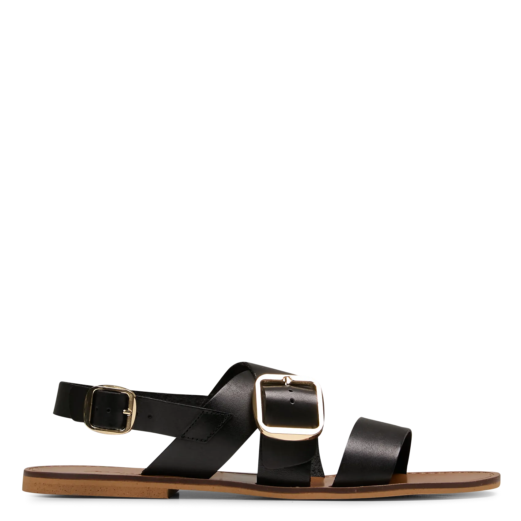 Avarca Berlin - Flache Ledersandalen mit Samt Schwarz MAELLE