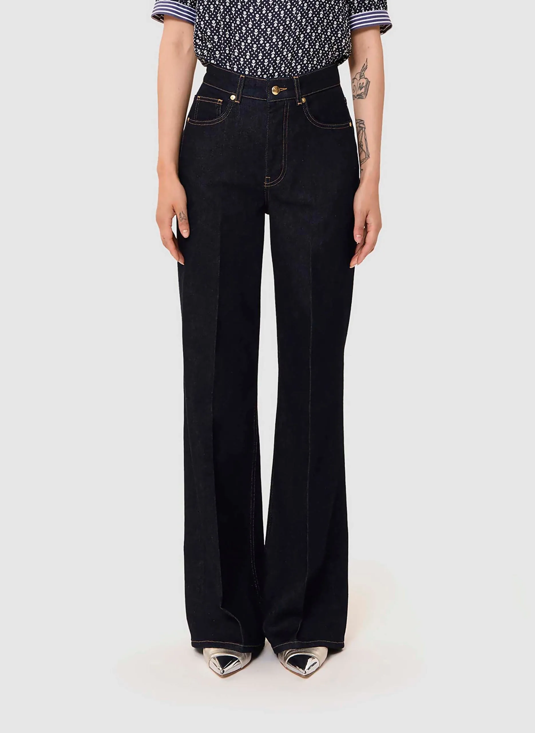 Weite Jeans aus Baumwoll-Mix Beige JOCELYN