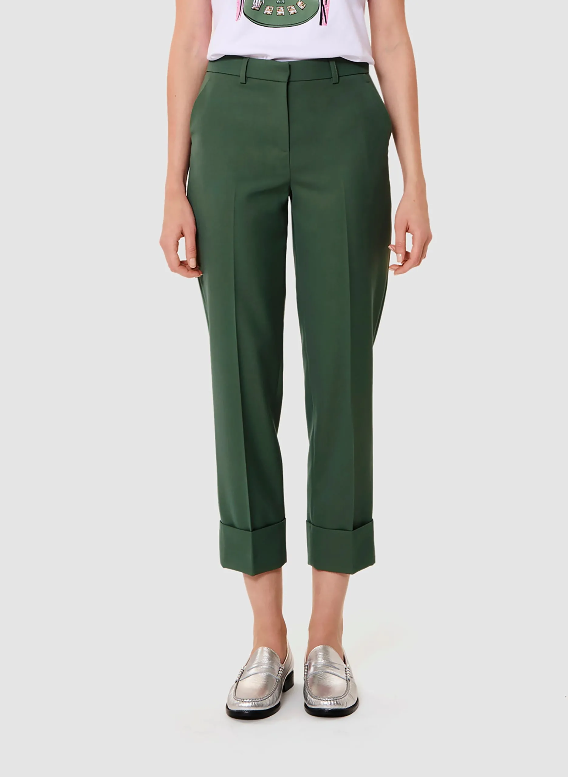 Gerade Hose aus recycelten Mischfasern Grun PHILIPPA