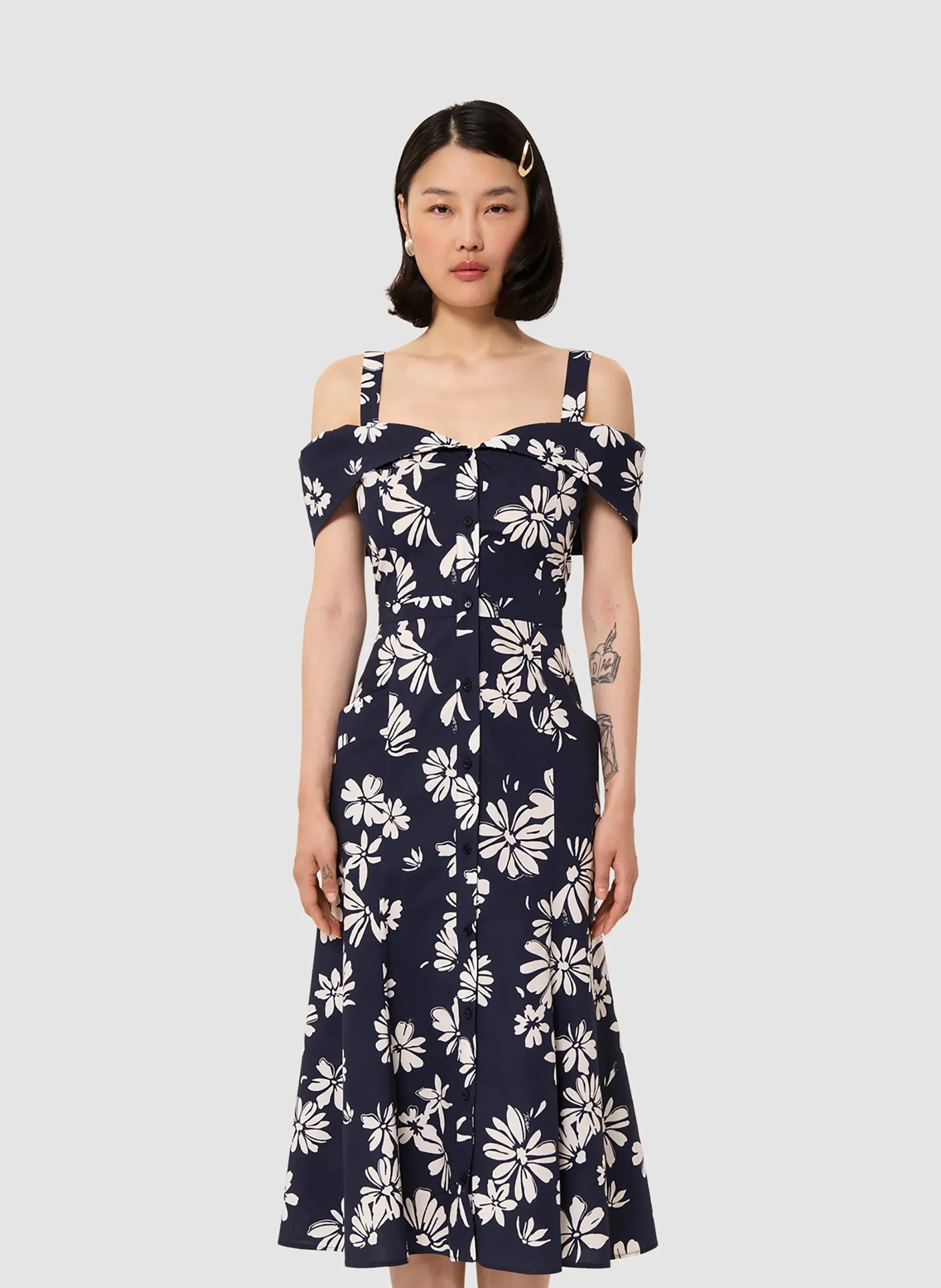 Tailliertes Baumwollkleid Blau RAQUELITA