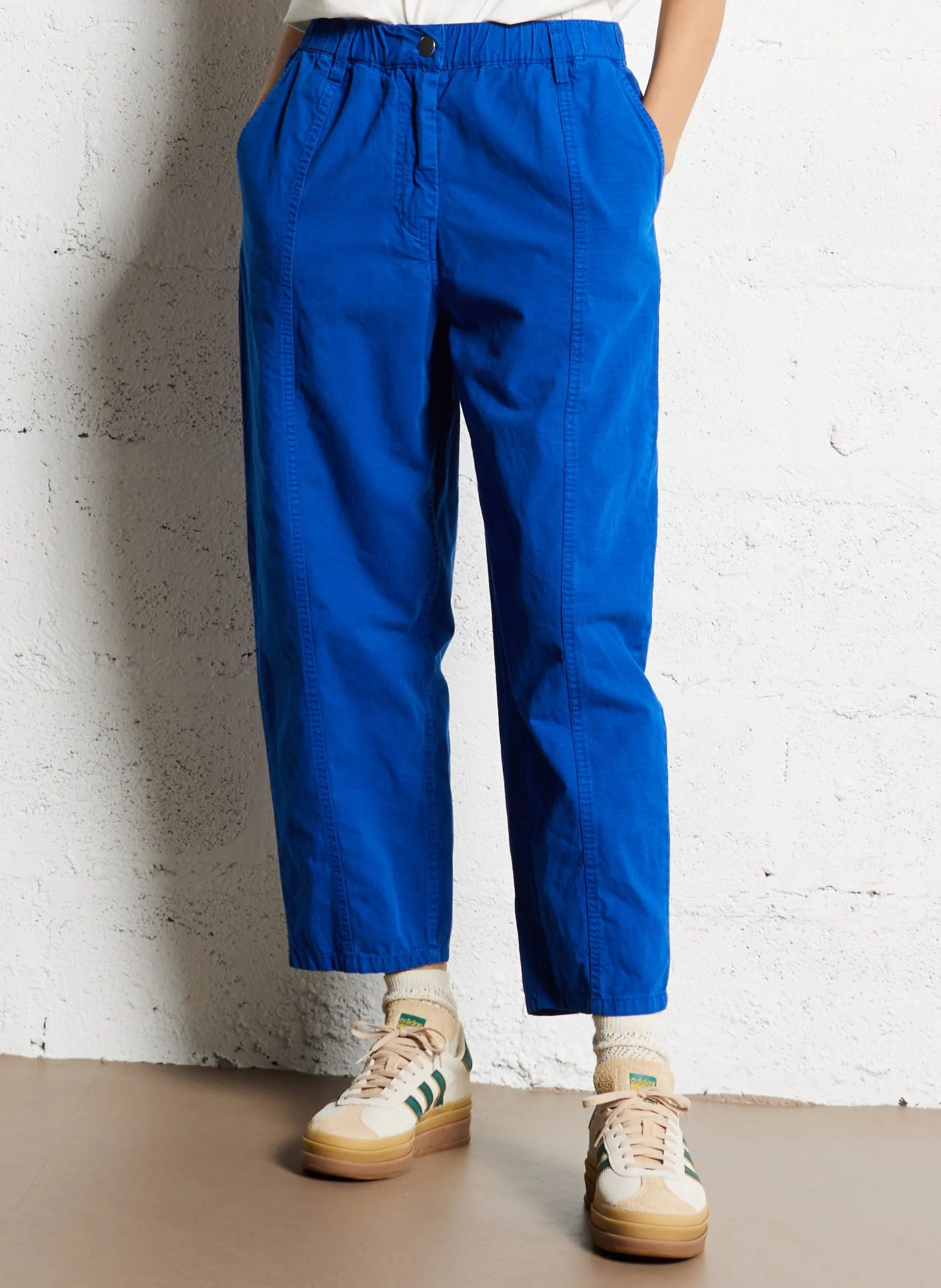 Csally - Gerade geschnittene Baumwollhose Blau WESLY