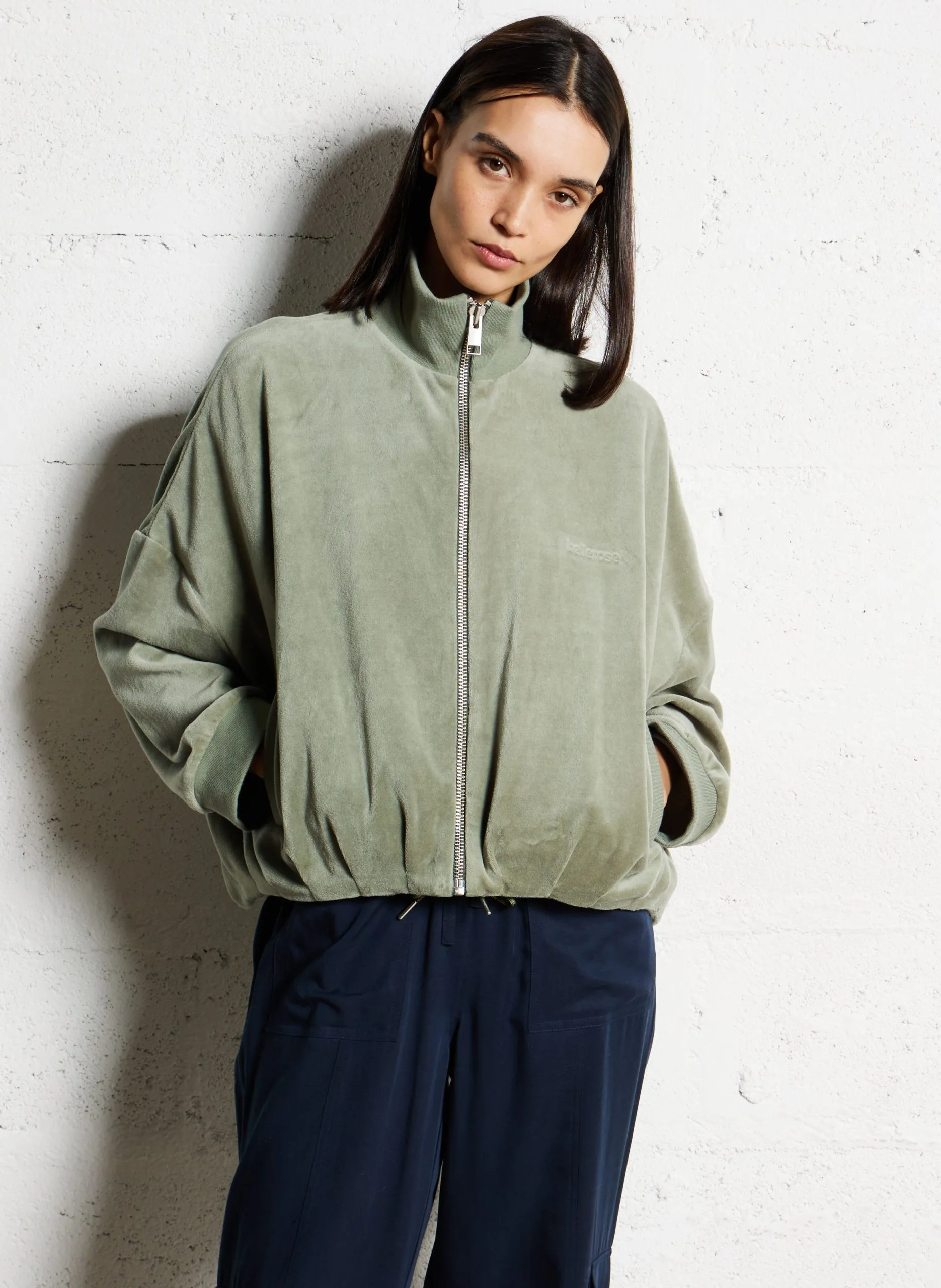 Oversize Sweatshirt mit Stehkragen aus Baumwollmischung Grun TALLIS