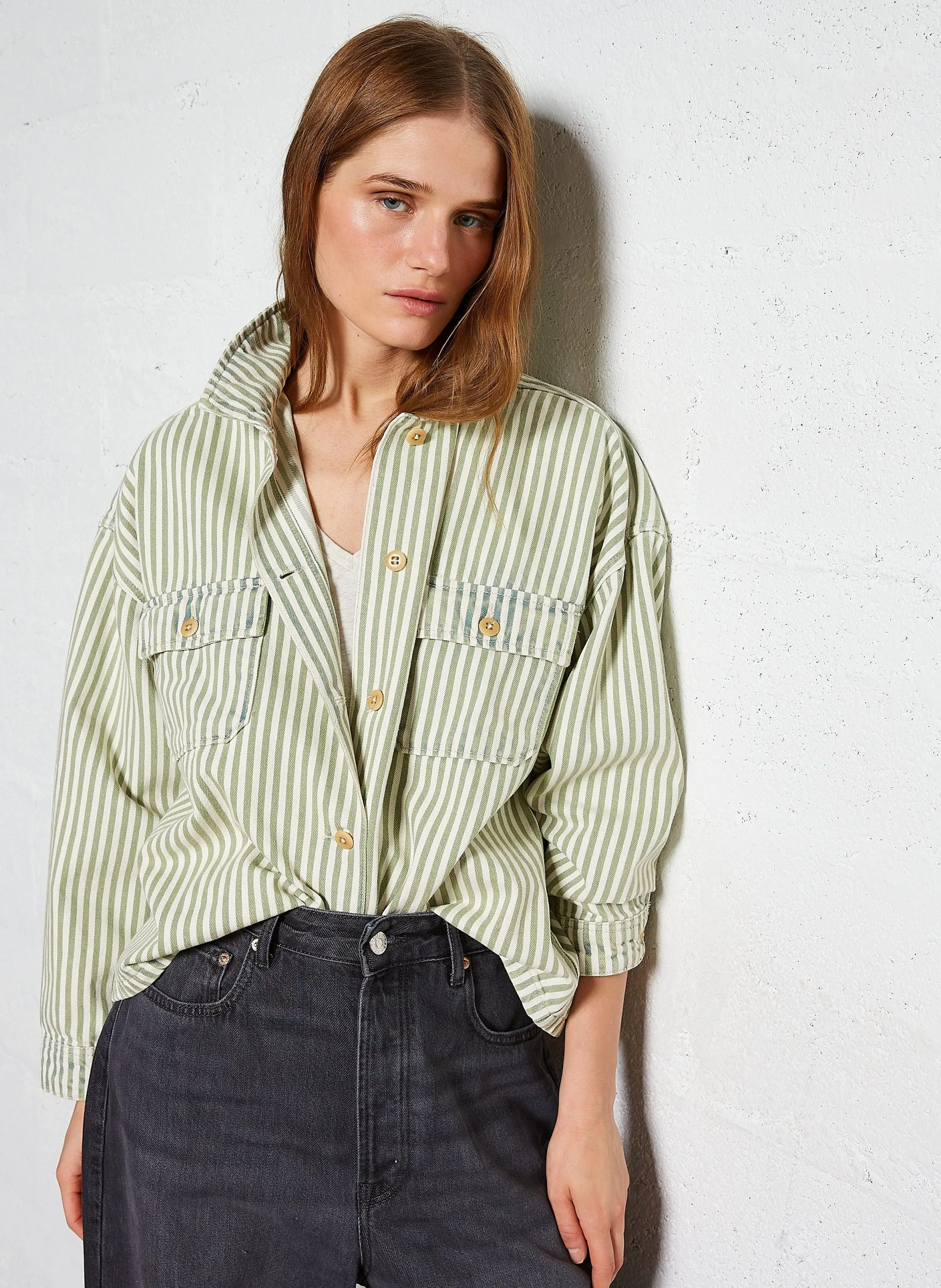 Gestreiftes Jeanshemdjacke Blau PARRISH