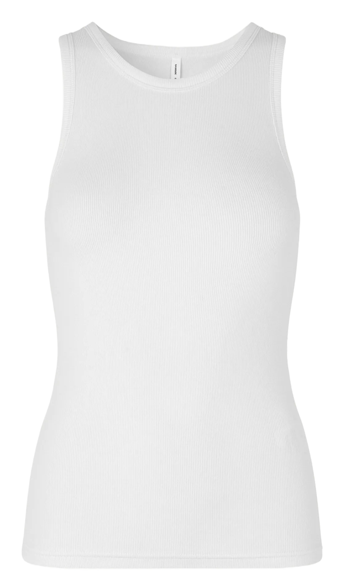 Geripptes Rundhals-Tanktop aus Bio-Baumwolle Weiss ALEXO