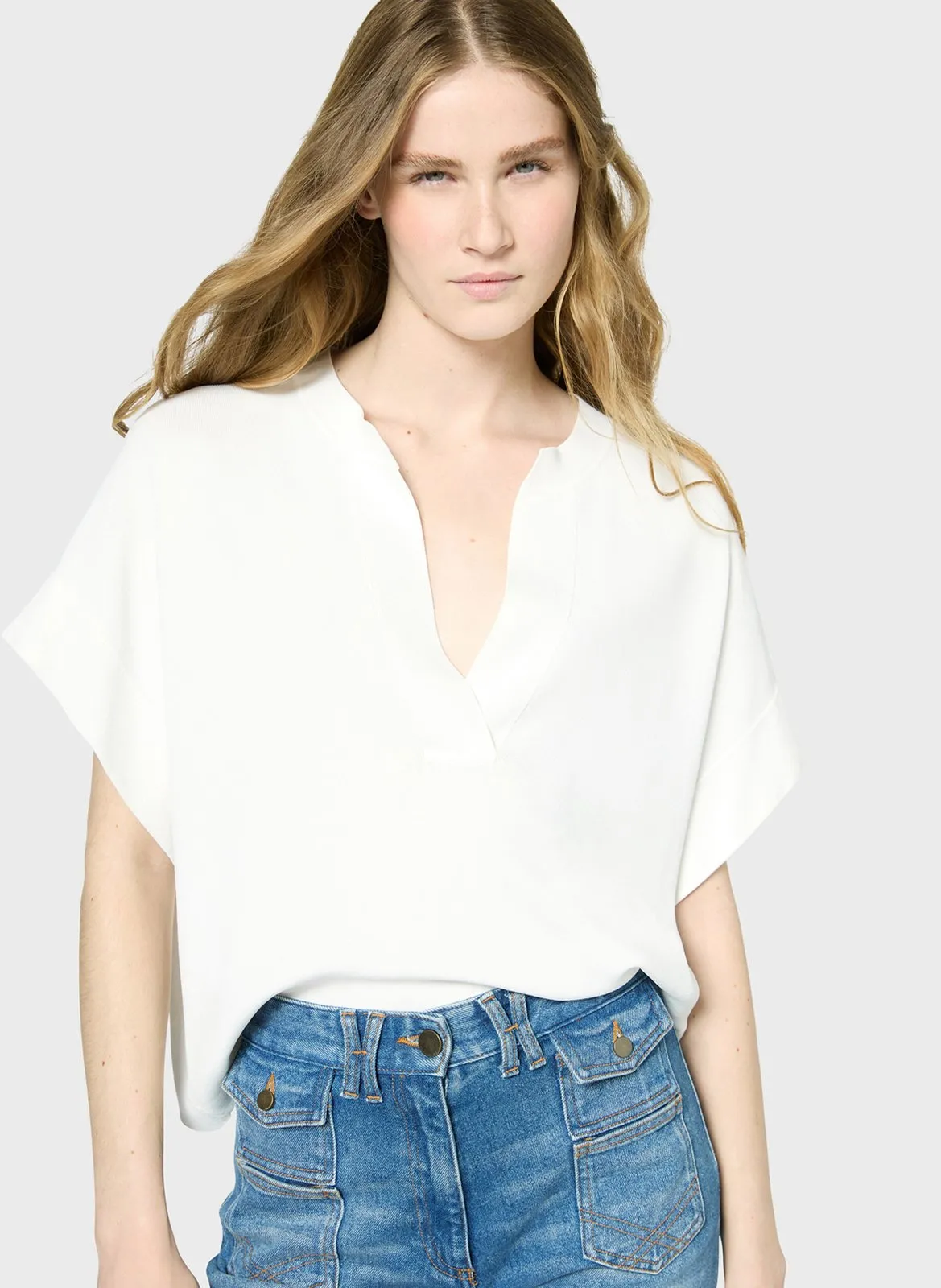 Henley-Top Weiss JAZMIN