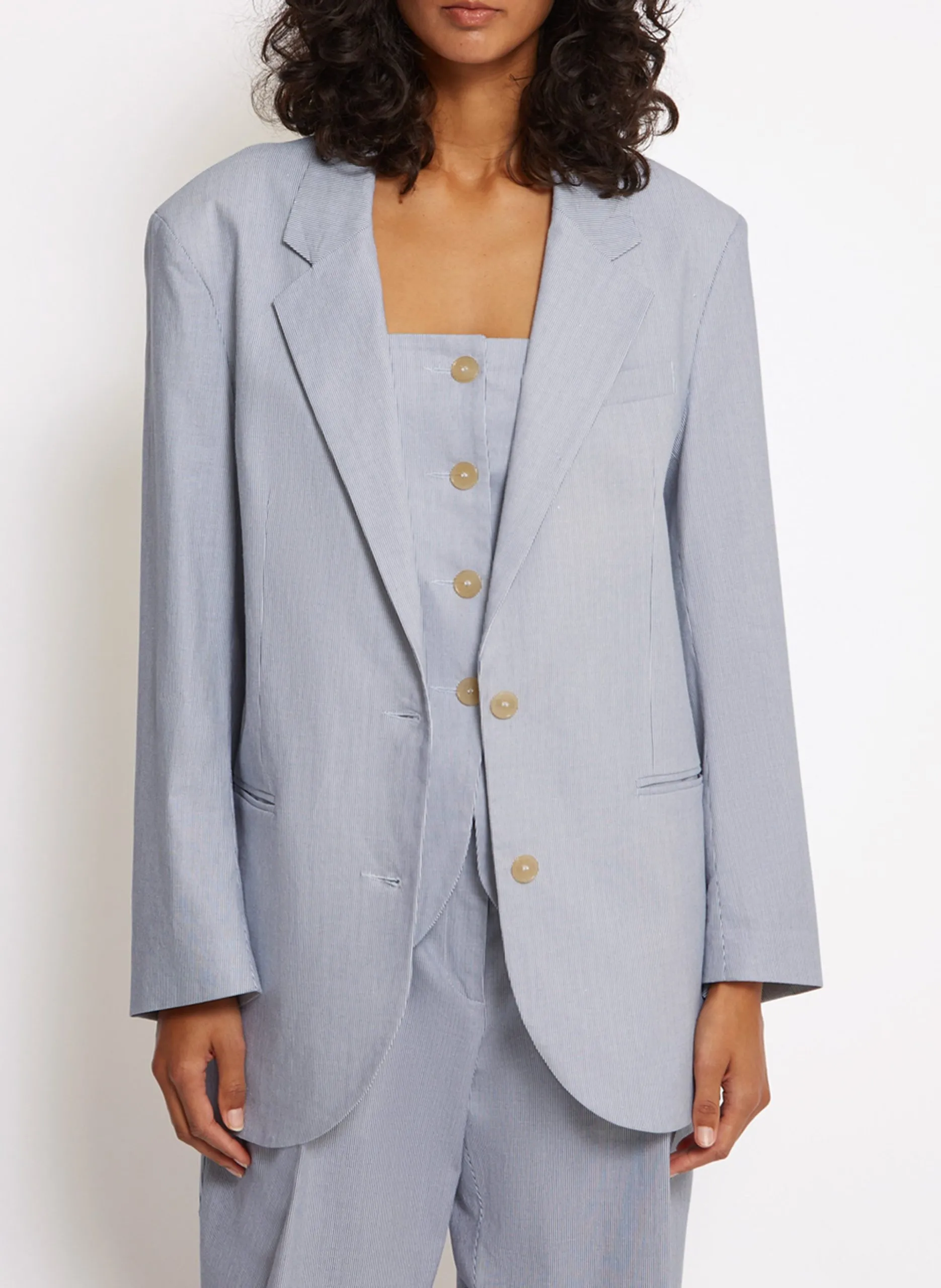 Taillierte Jacke aus Leinenmischung Weiss MICKEY