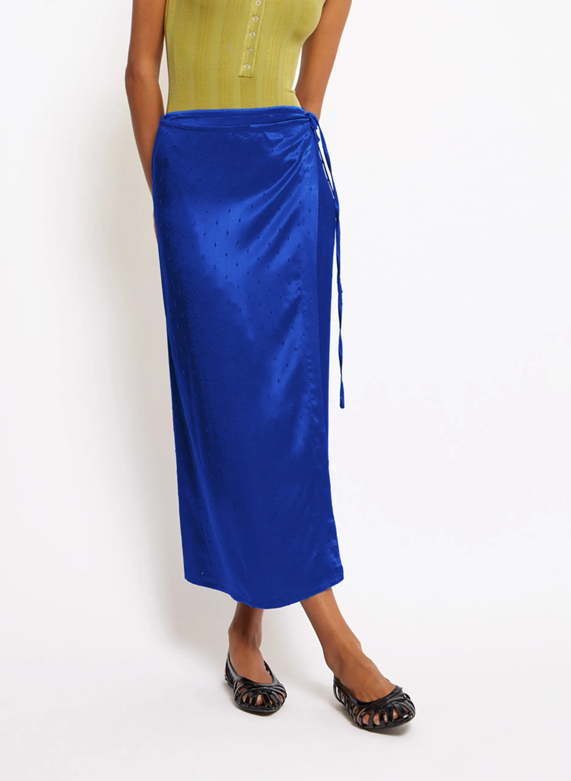 Satinier Wickelrock Blau PAREO